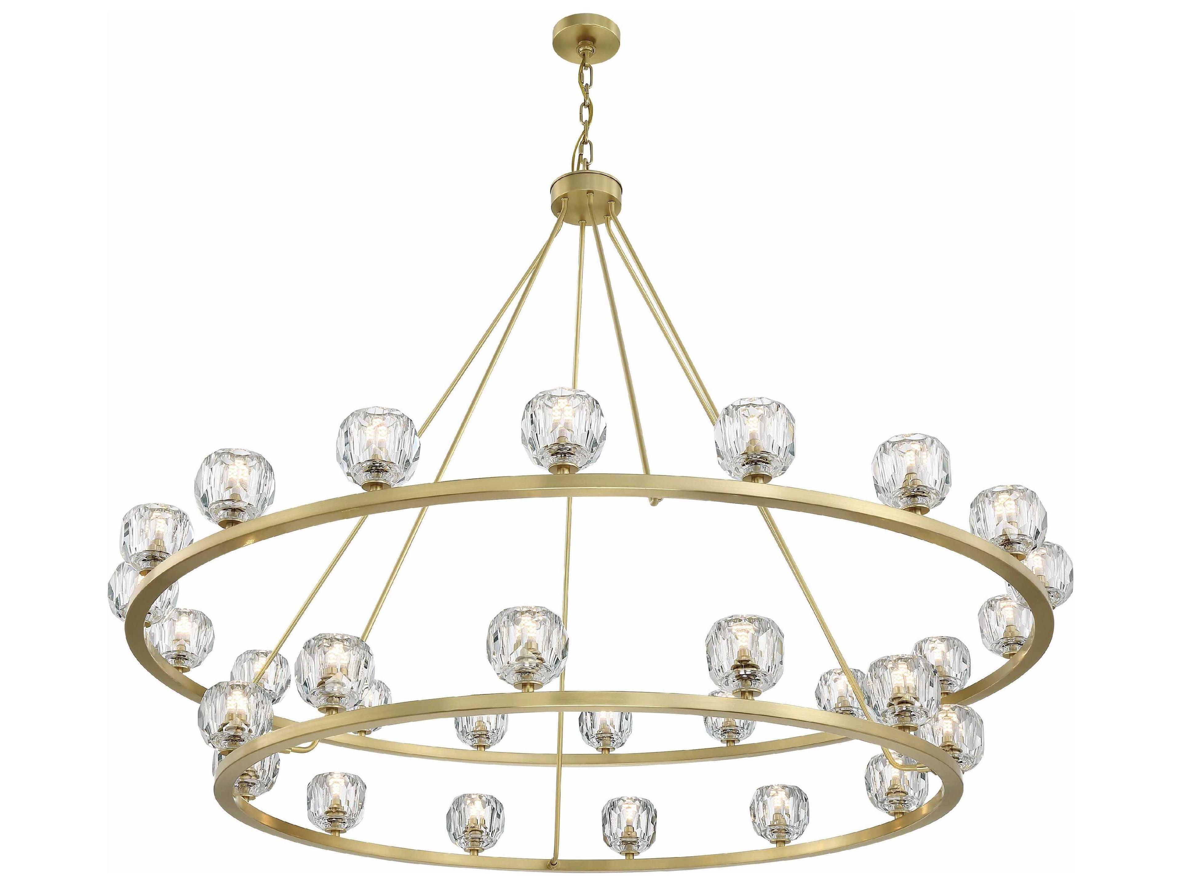 Crystorama Aragon 30-Light Soft Brass Crystal Glass Globe Tiered Chandelier
