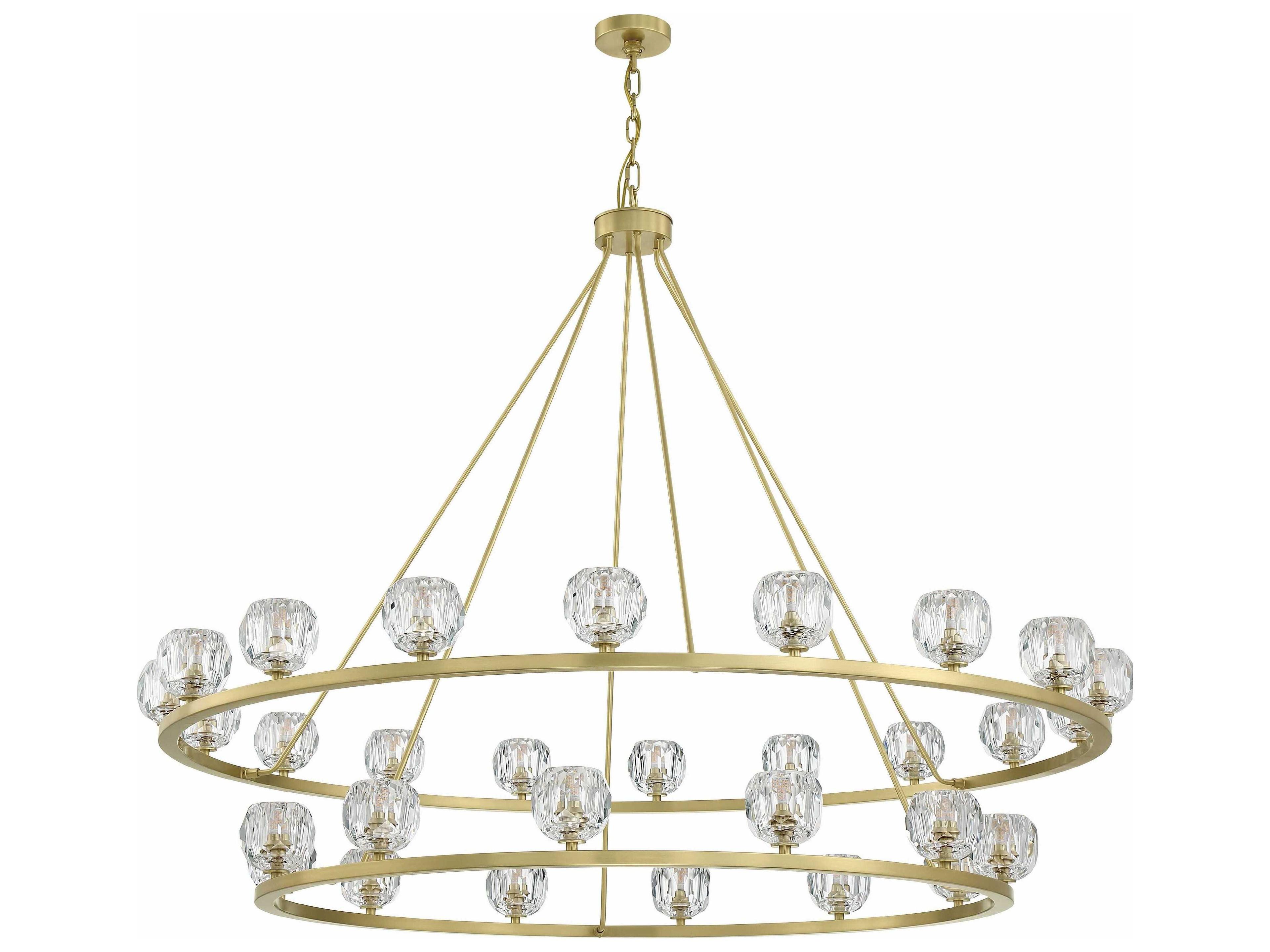 Crystorama Aragon 30-Light Soft Brass Crystal Glass Globe Tiered Chandelier