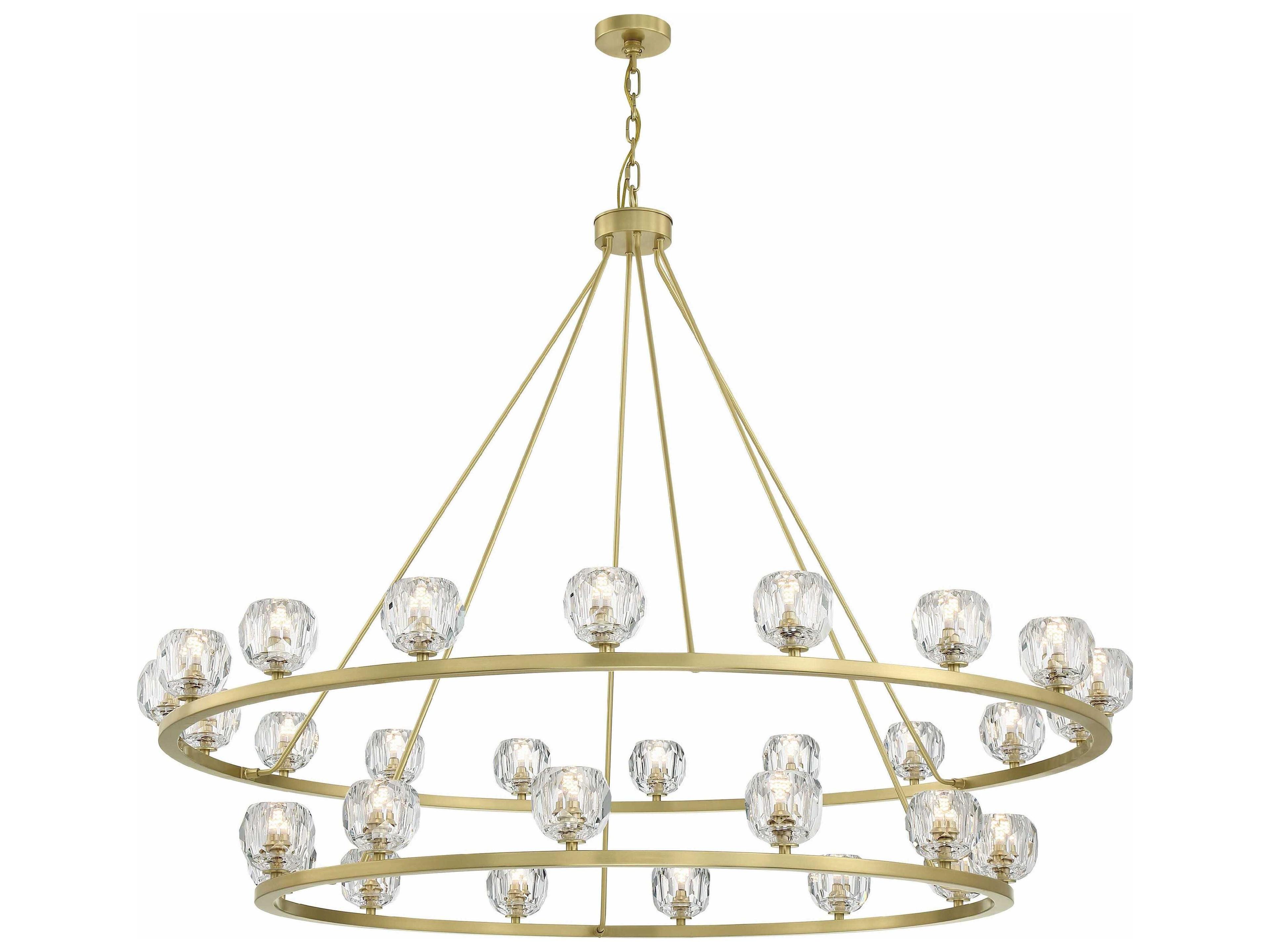 Crystorama Aragon 30-Light Soft Brass Crystal Glass Globe Tiered Chandelier