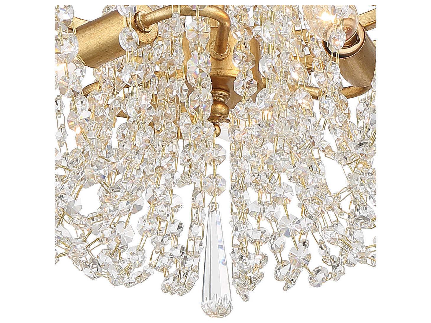 Crystorama Arcadia 3-Light Antique Gold Steel Crystal Semi Flush Mount