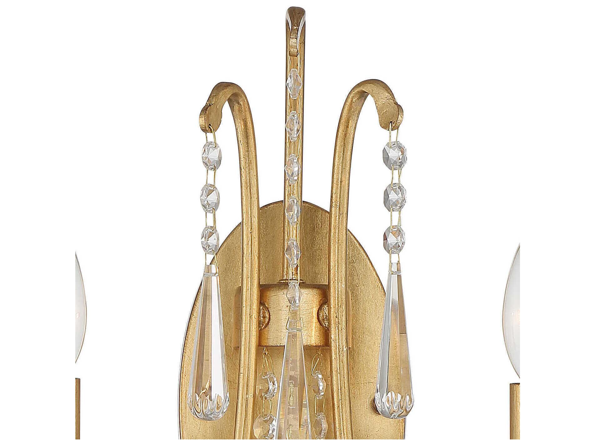 Crystorama Arcadia 2-Light Antique Gold Crystal Wall Sconce