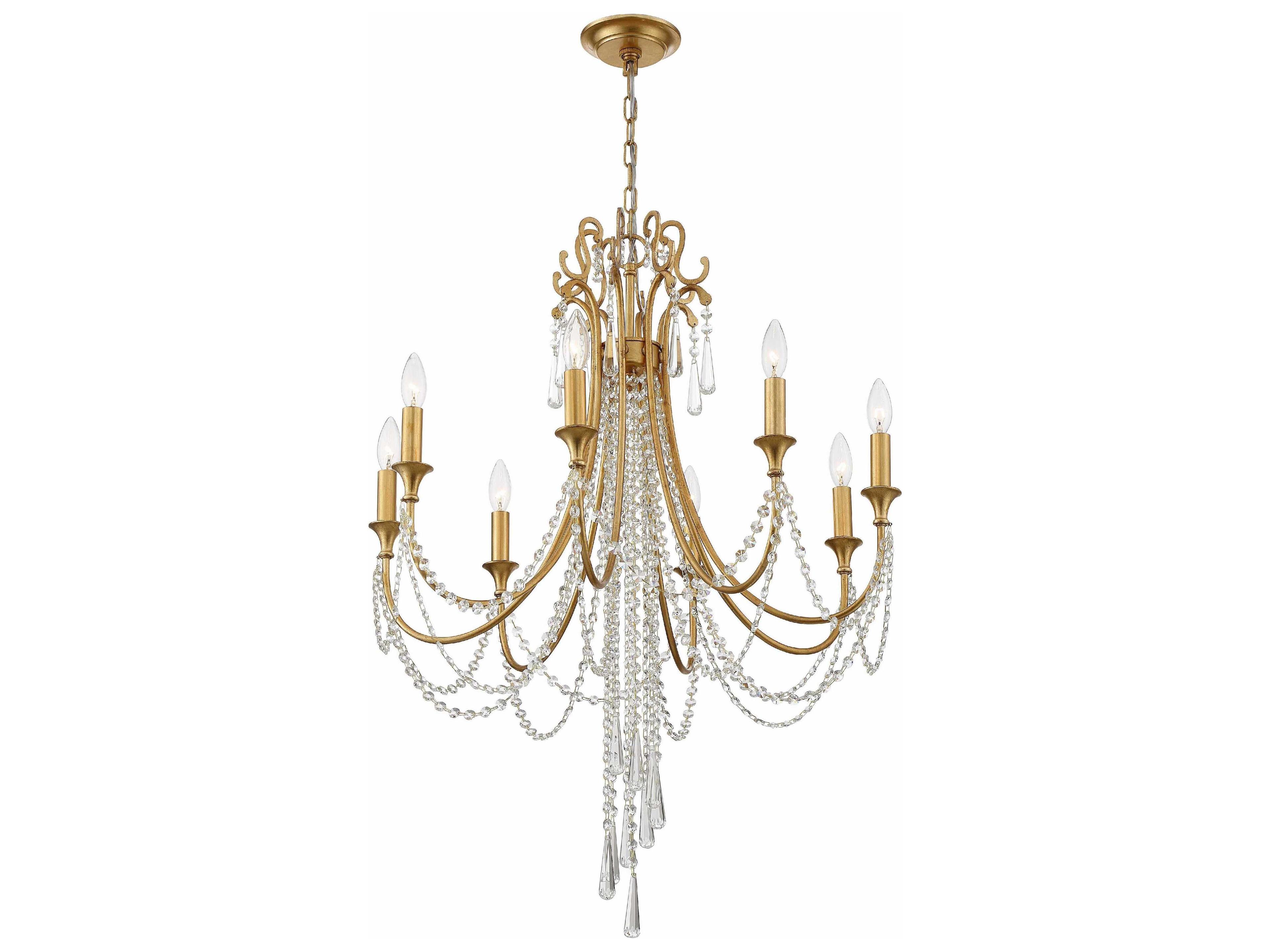 Crystorama Arcadia 8-Light Antique Gold Crystal Candelabra Chandelier