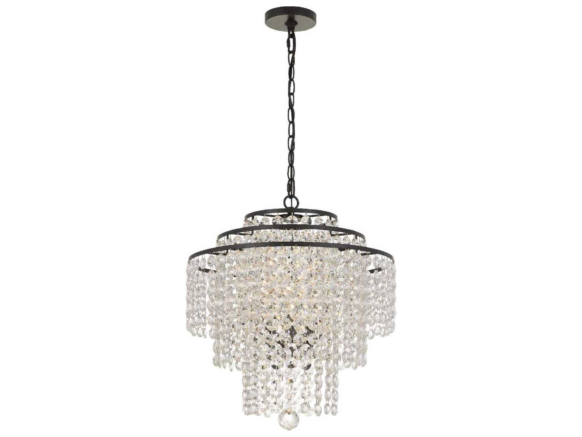 Crystorama Arielle 4-Light Black Crystal Candelabra Tiered Chandelier