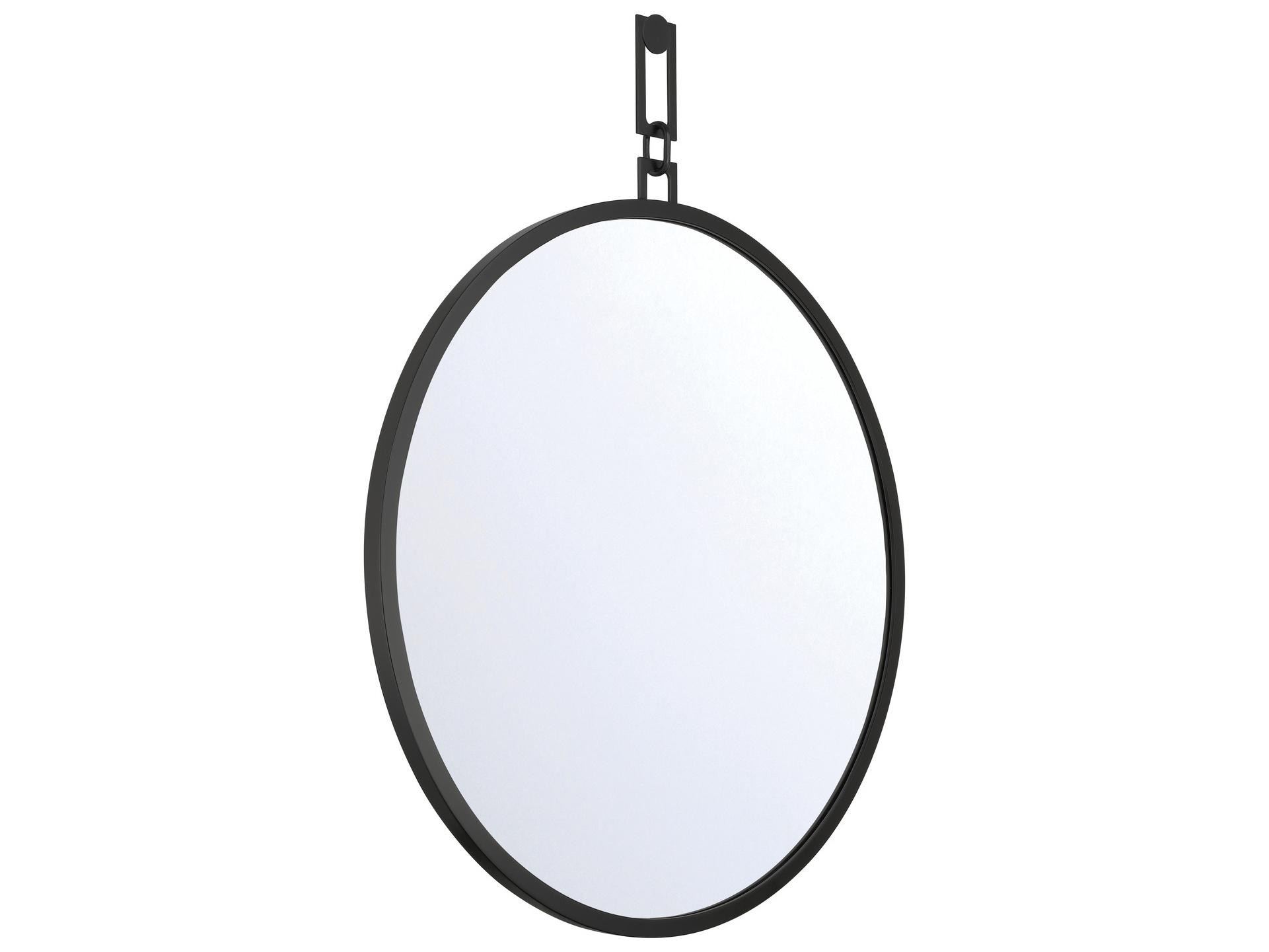 Crystorama Alston Black Wall Mirror Round
