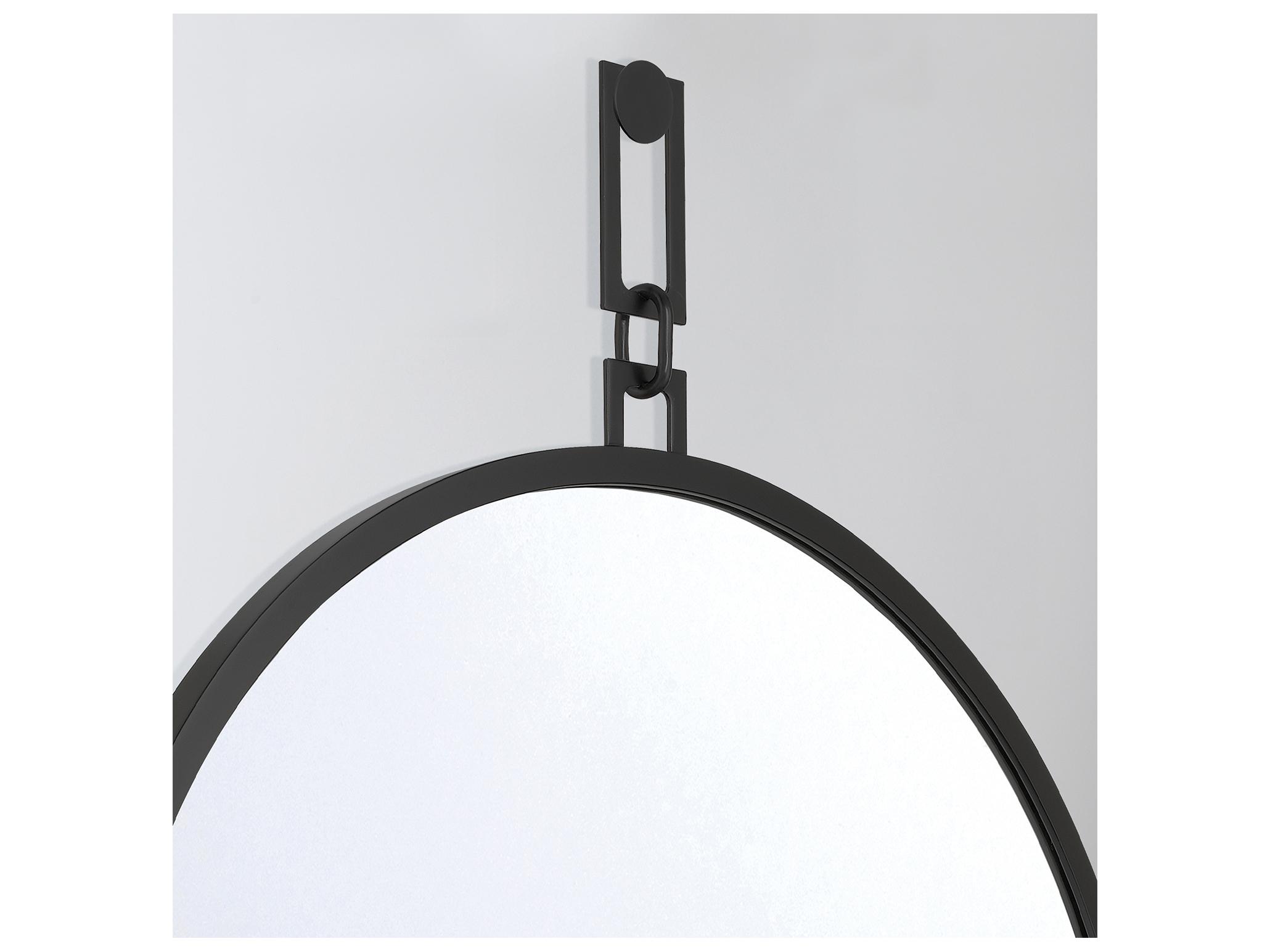 Crystorama Alston Black Wall Mirror Round