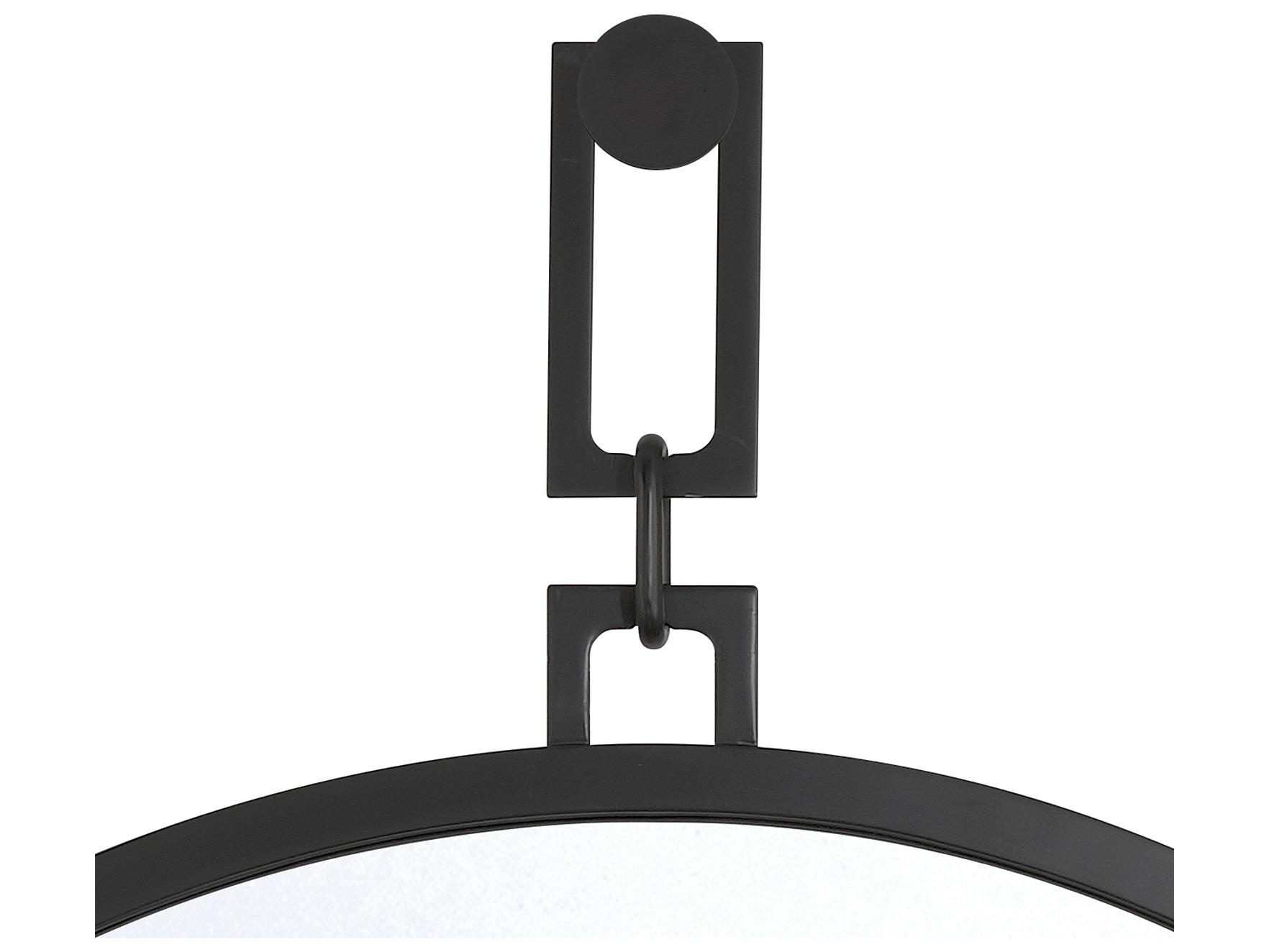 Crystorama Alston Black Wall Mirror Round