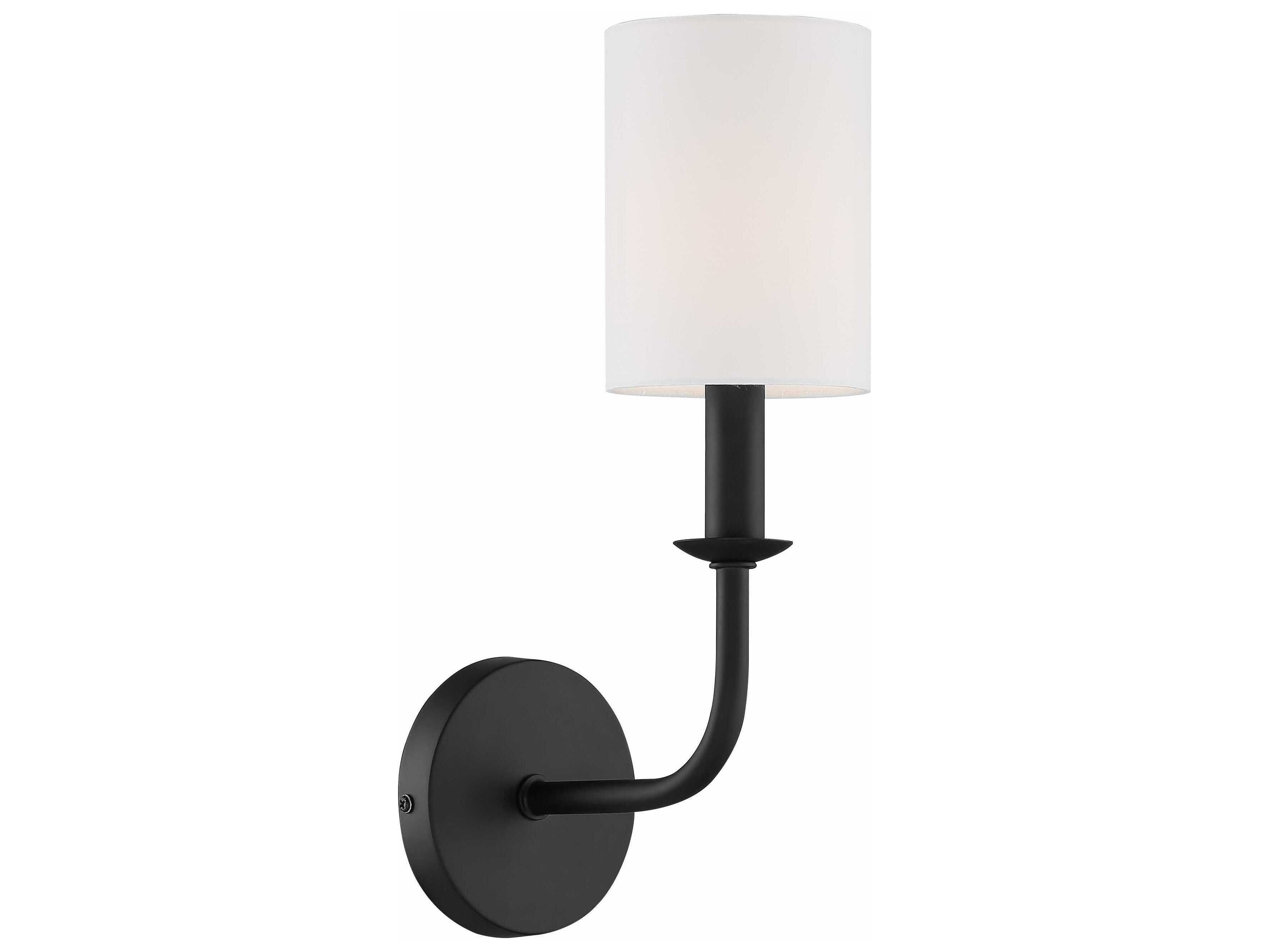 Crystorama Bailey 1-Light Matte Black White Wall Sconce