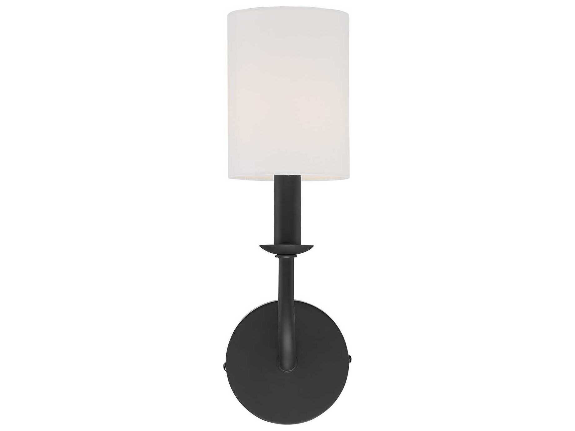 Crystorama Bailey 1-Light Matte Black White Wall Sconce