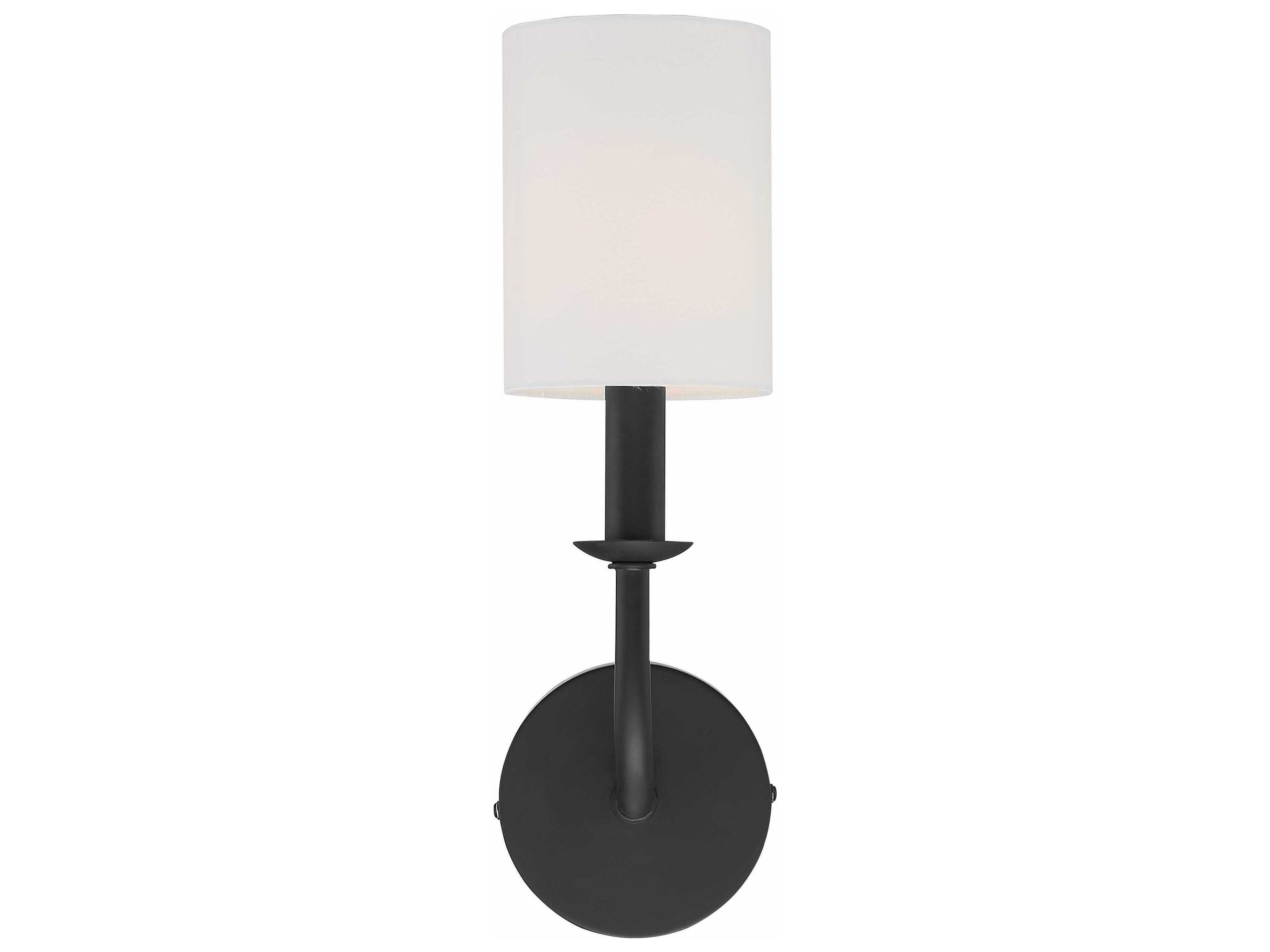 Crystorama Bailey 1-Light Matte Black White Wall Sconce