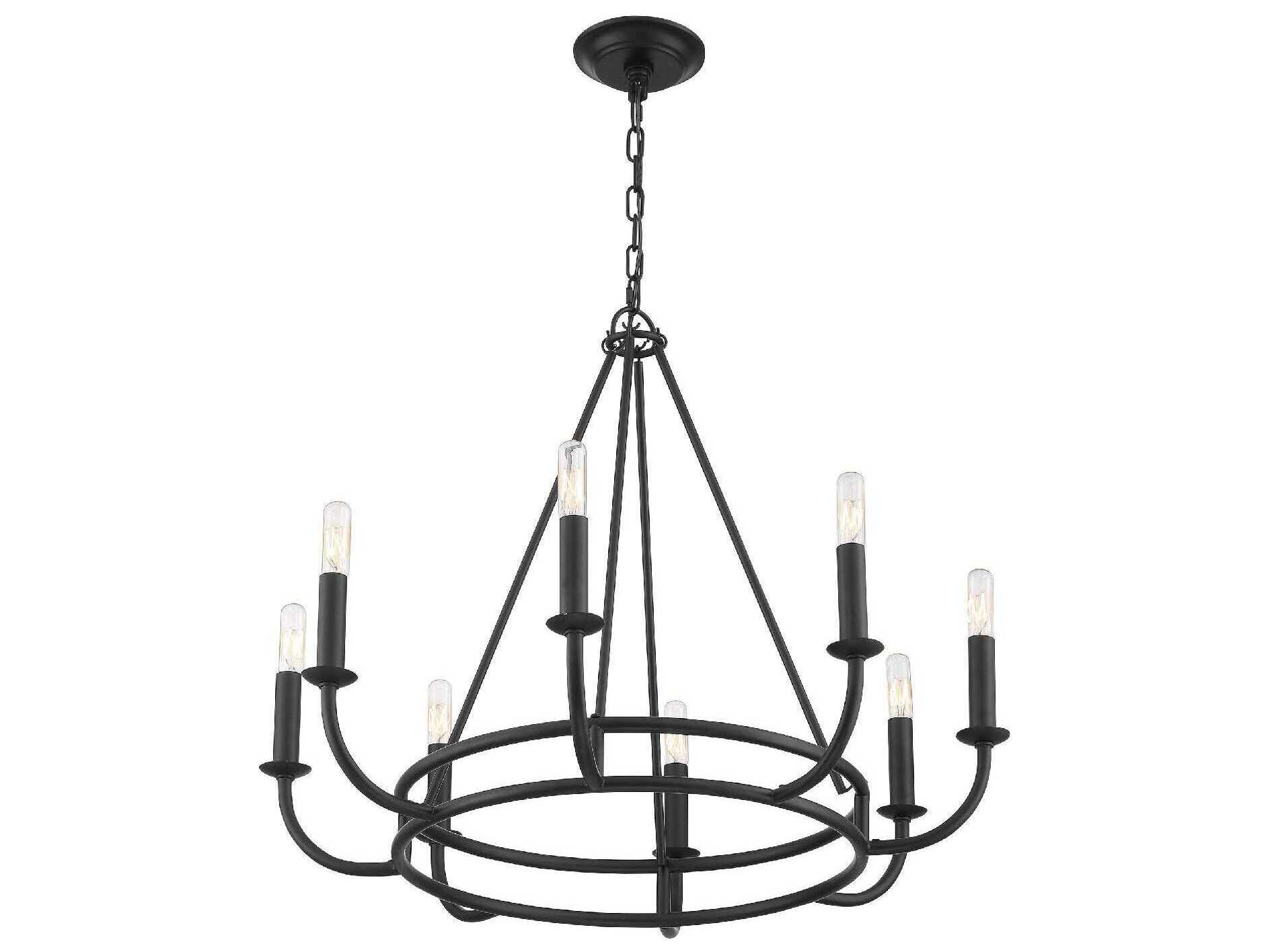 Crystorama Bailey 8-Light Matte Black Candelabra Chandelier