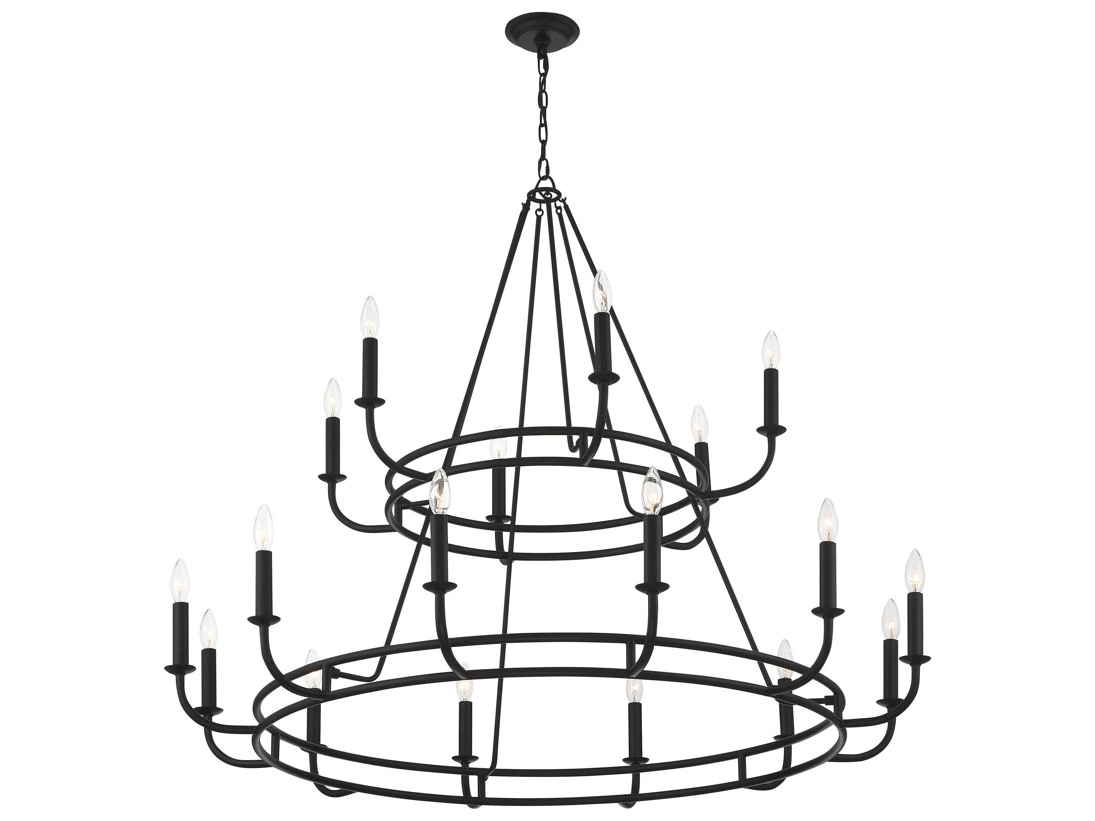 Crystorama Bailey 18-Light8-Light Matte Black Candelabra Tiered Chandelier