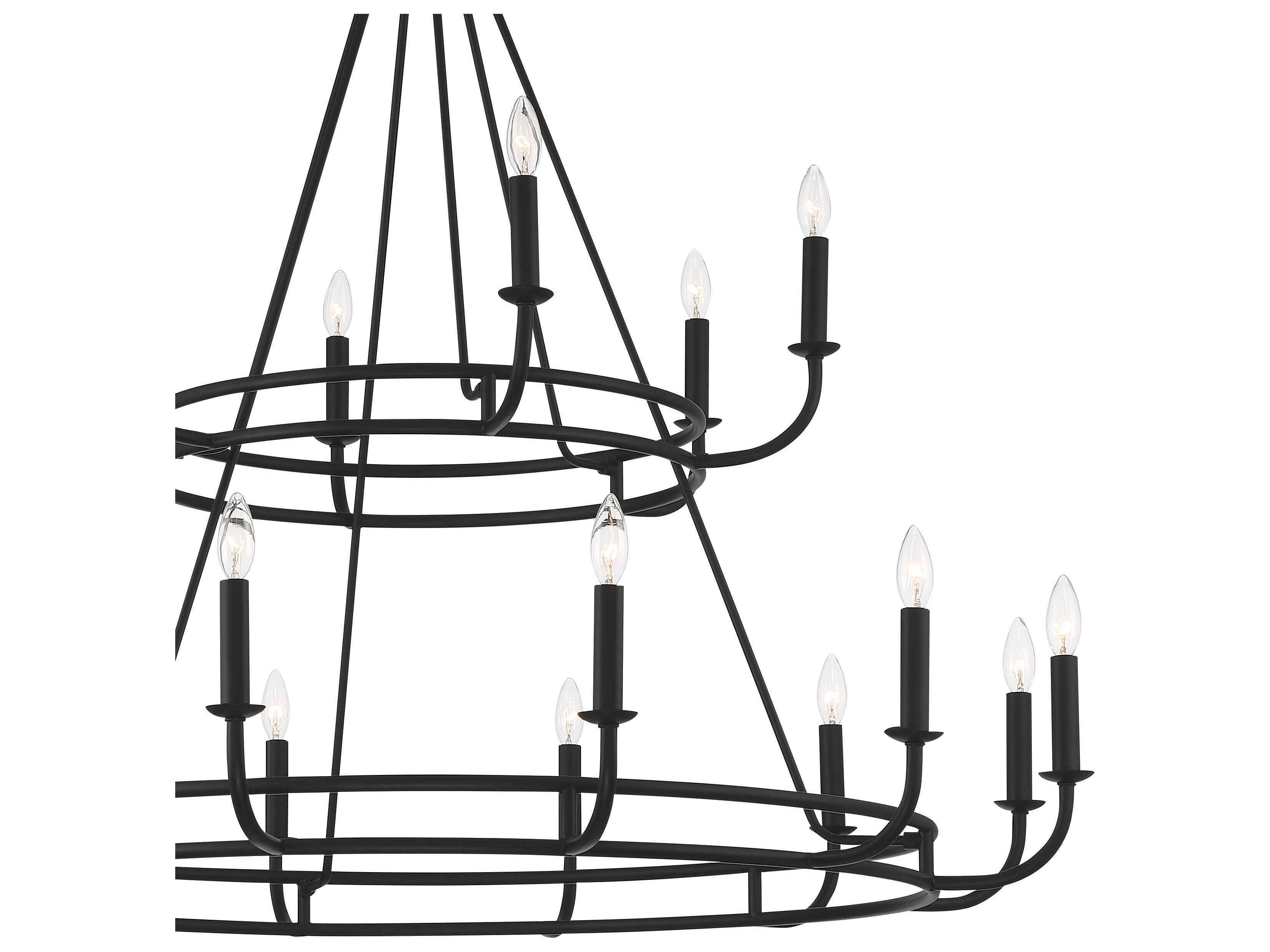 Crystorama Bailey 18-Light8-Light Matte Black Candelabra Tiered Chandelier