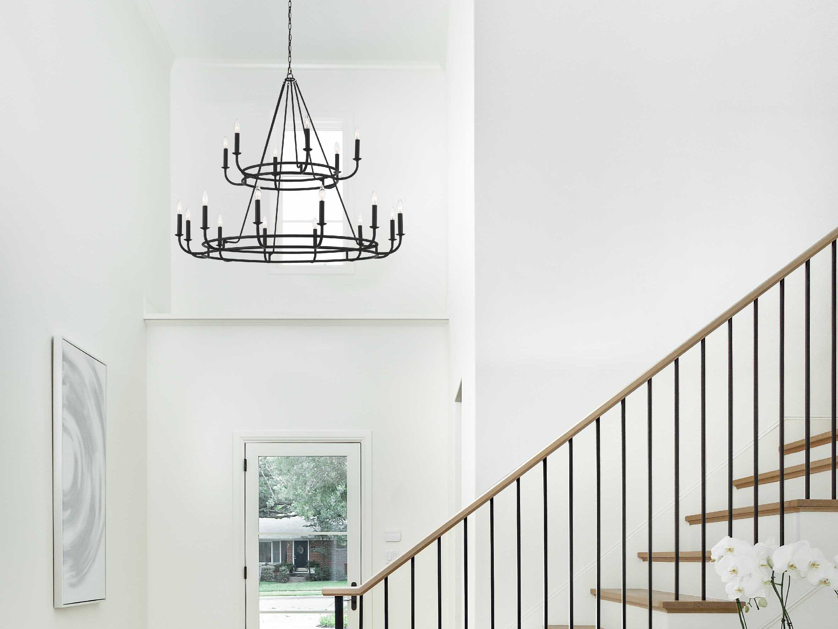 Crystorama Bailey 18-Light8-Light Matte Black Candelabra Tiered Chandelier