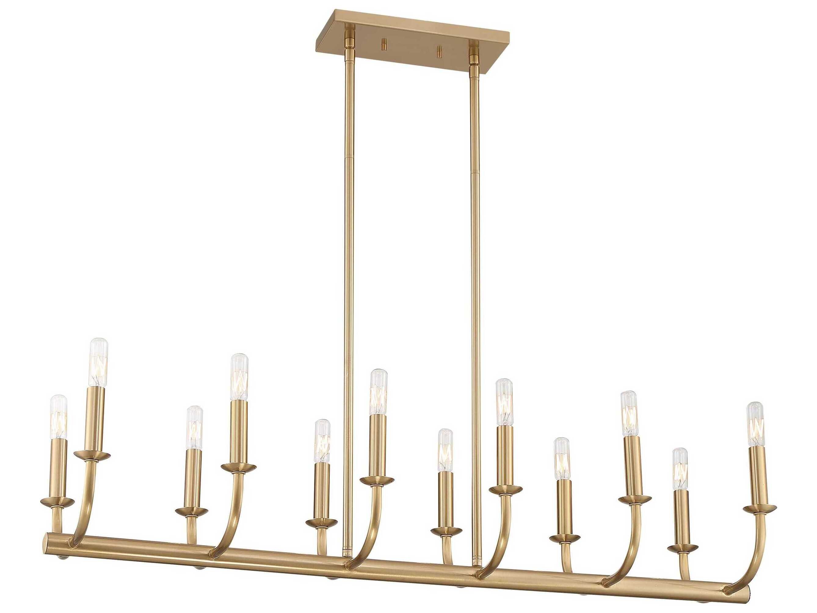 Crystorama Bailey 12-Light Aged Brass Linear Island Pendant