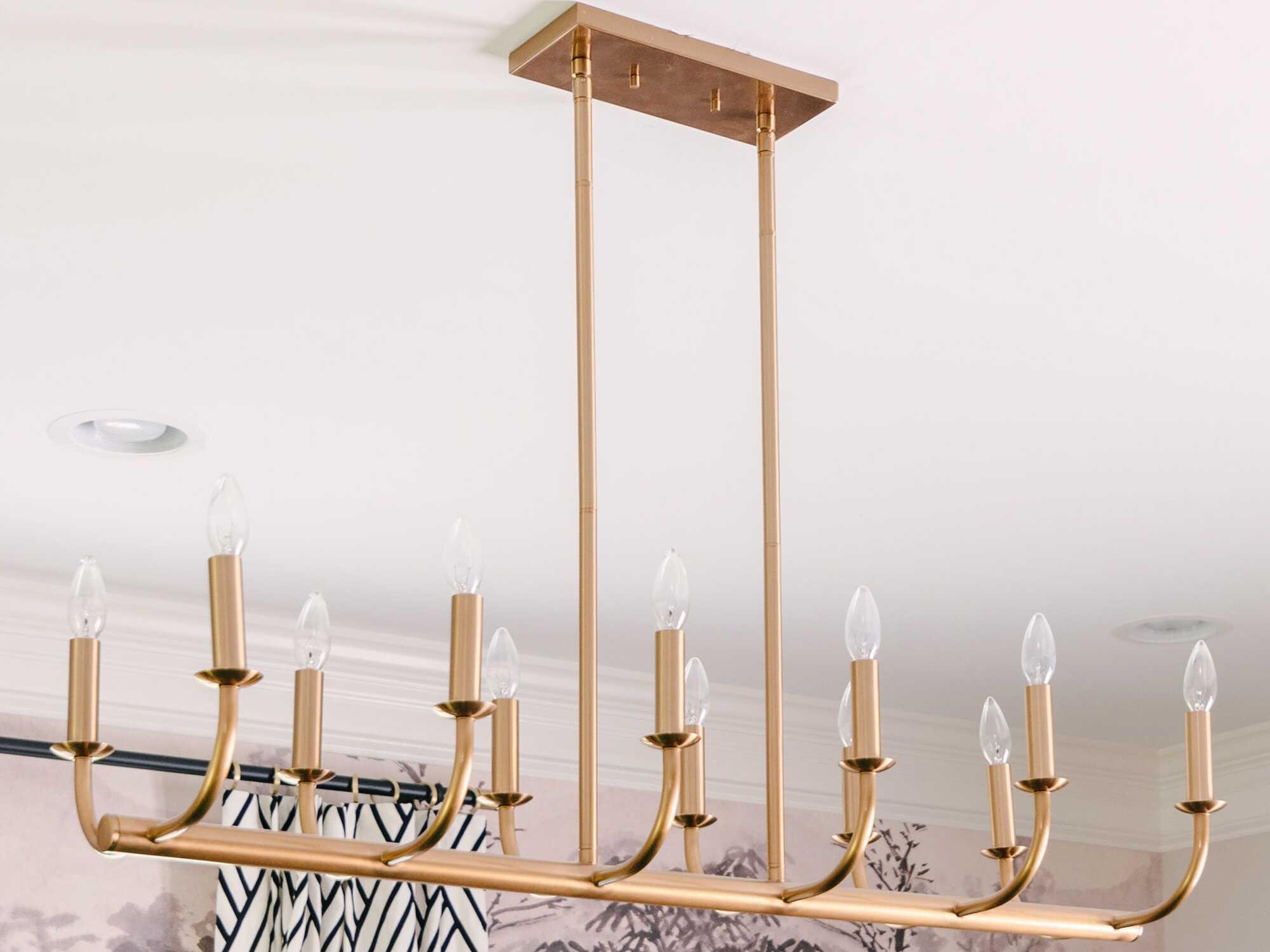 Crystorama Bailey 12-Light Aged Brass Linear Island Pendant