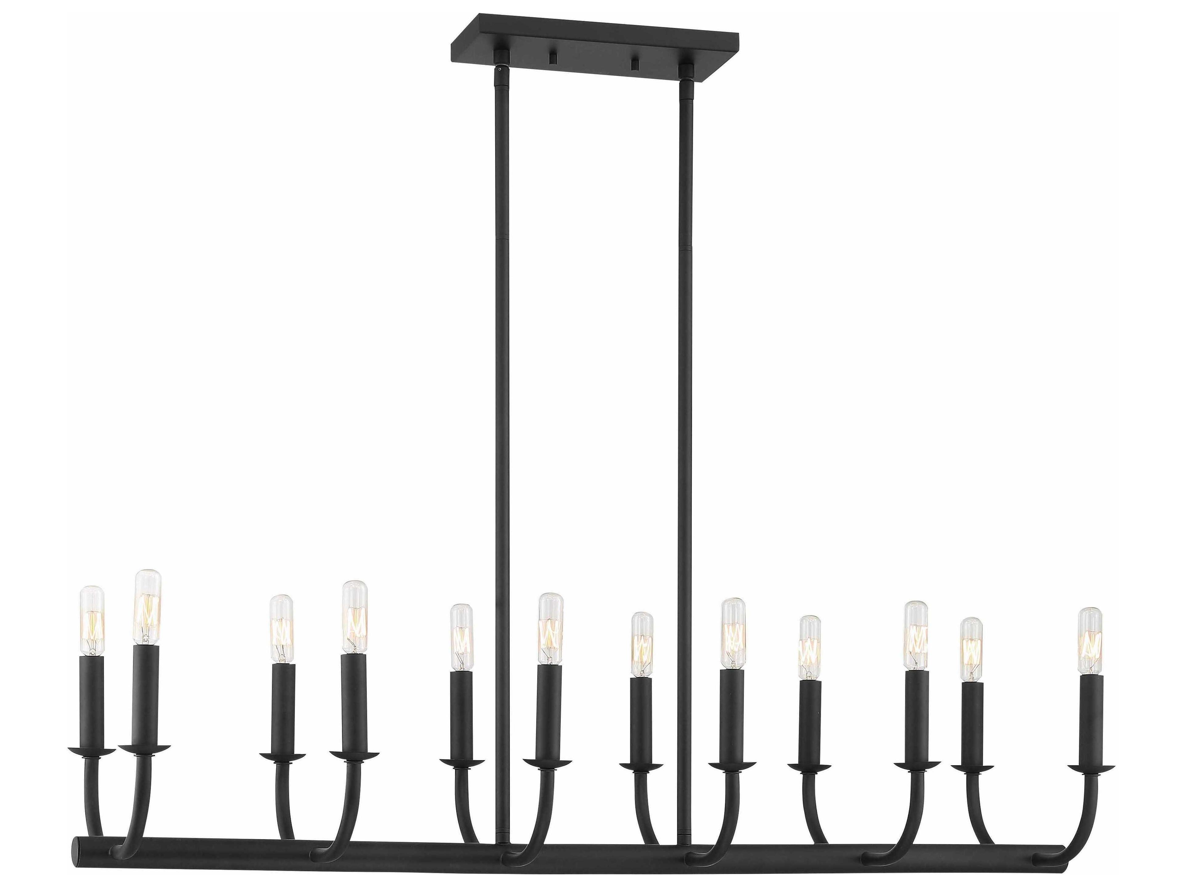 Crystorama Bailey 12-Light Matte Black Linear Island Pendant