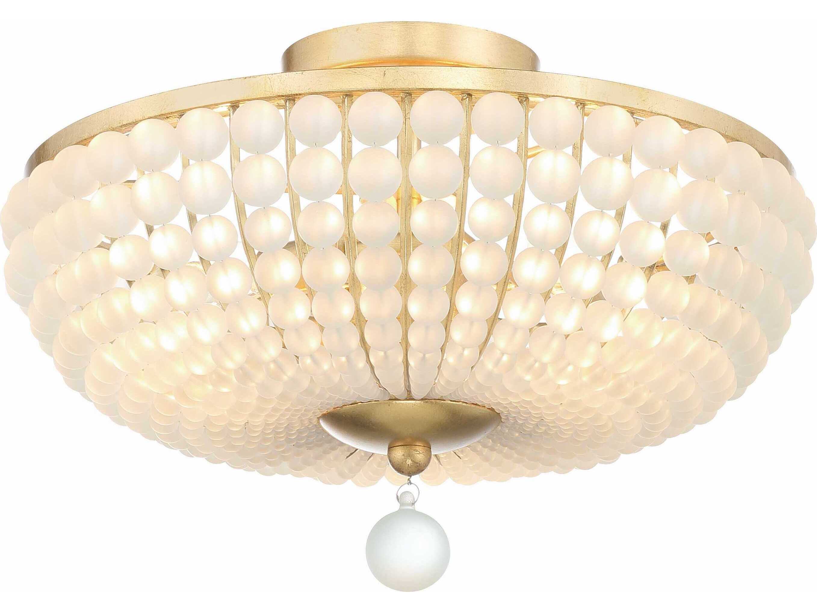 Crystorama Bella 3-Light Antique Gold Glass Bowl Semi Flush Mount