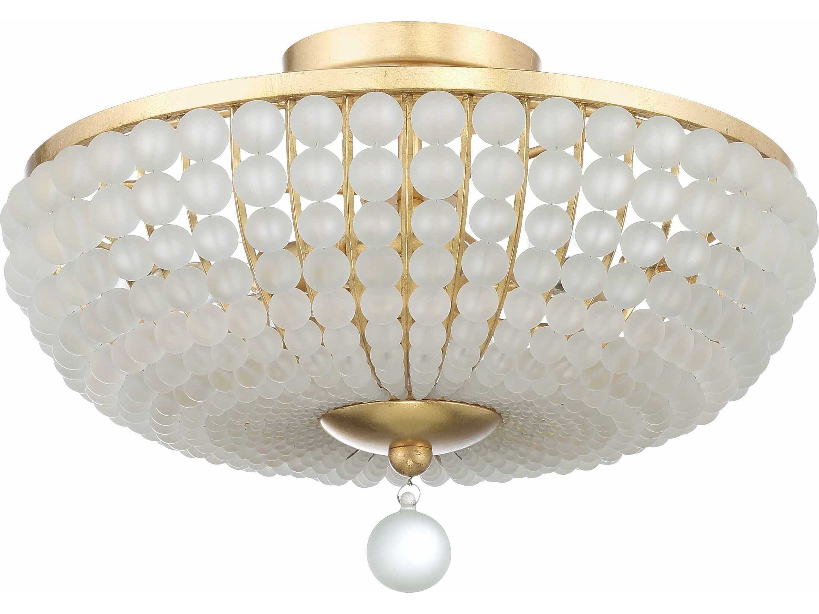 Crystorama Bella 3-Light Antique Gold Glass Bowl Semi Flush Mount