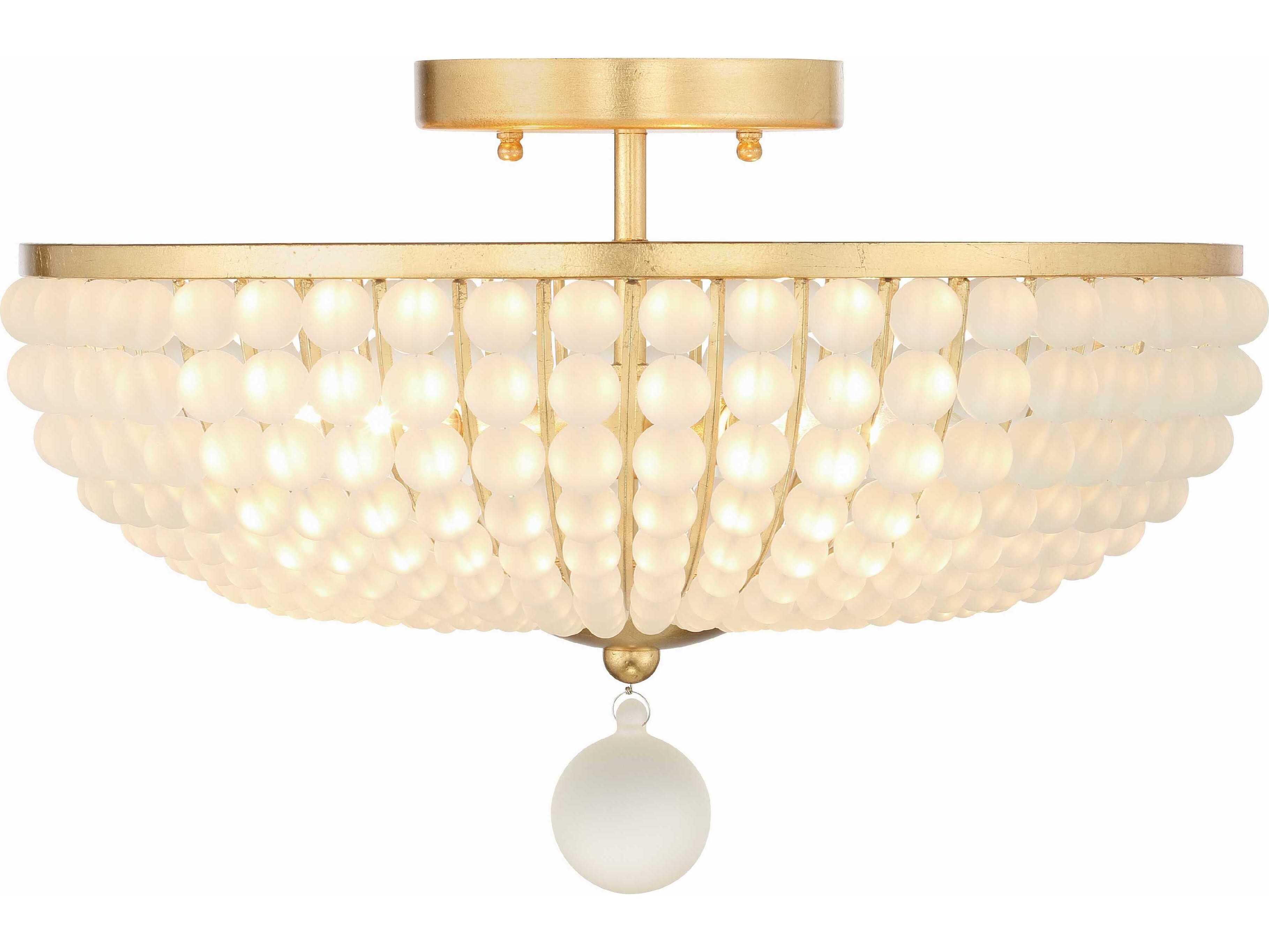 Crystorama Bella 4-Light Antique Gold Glass Bowl Semi Flush Mount