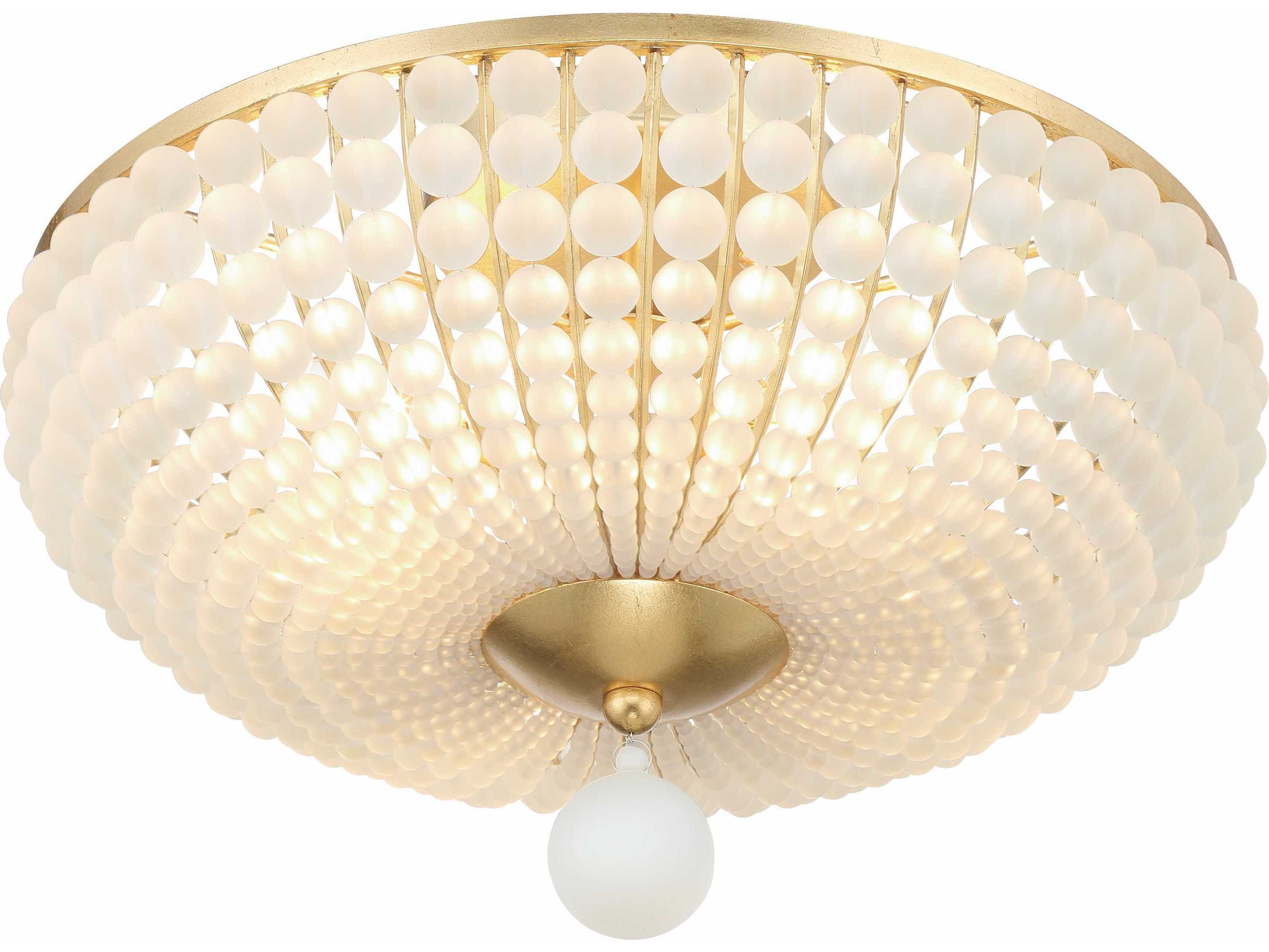 Crystorama Bella 4-Light Antique Gold Glass Bowl Semi Flush Mount