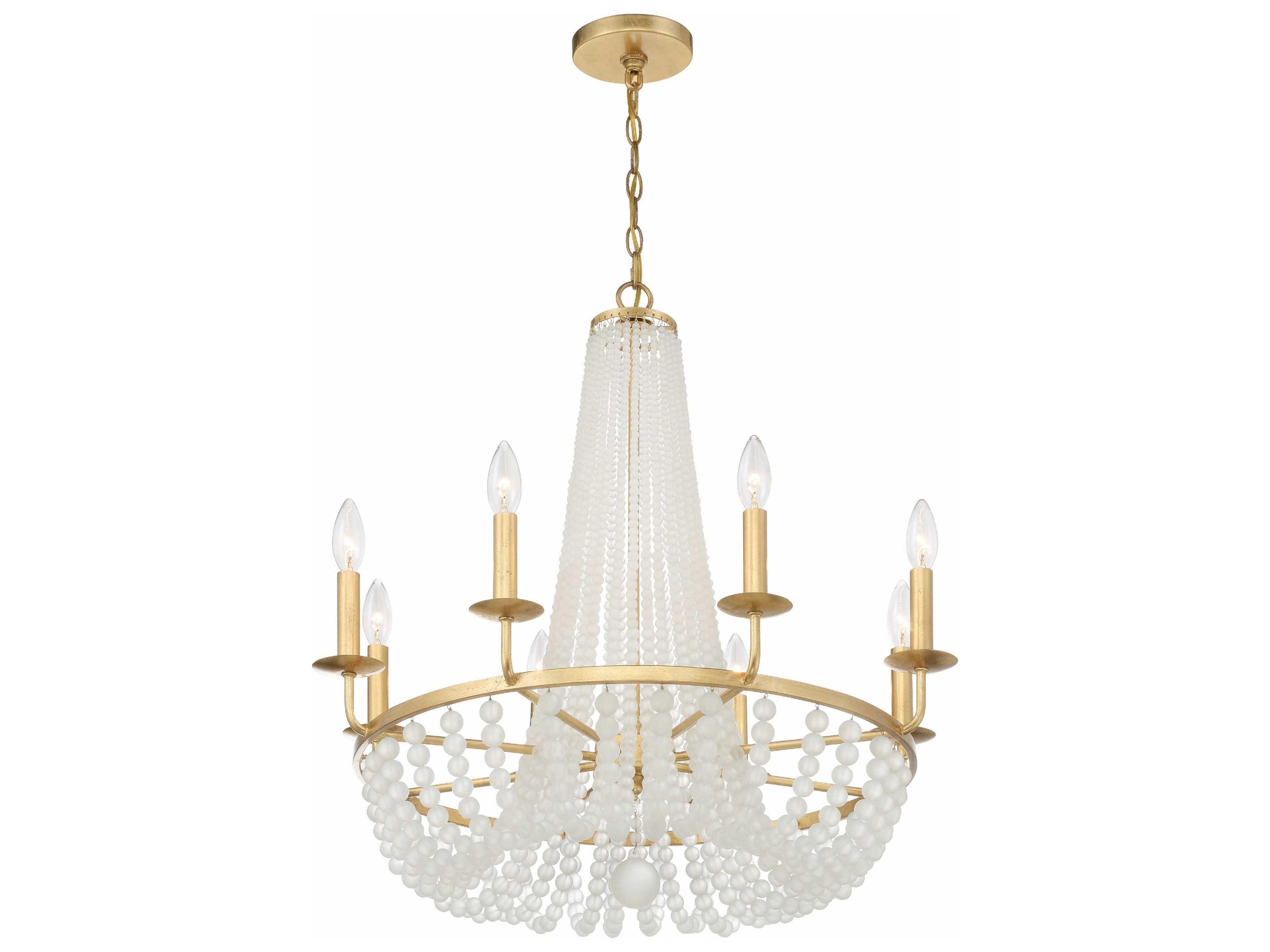 Crystorama Bella 8-Light Antique Gold Glass Candelabra Chandelier