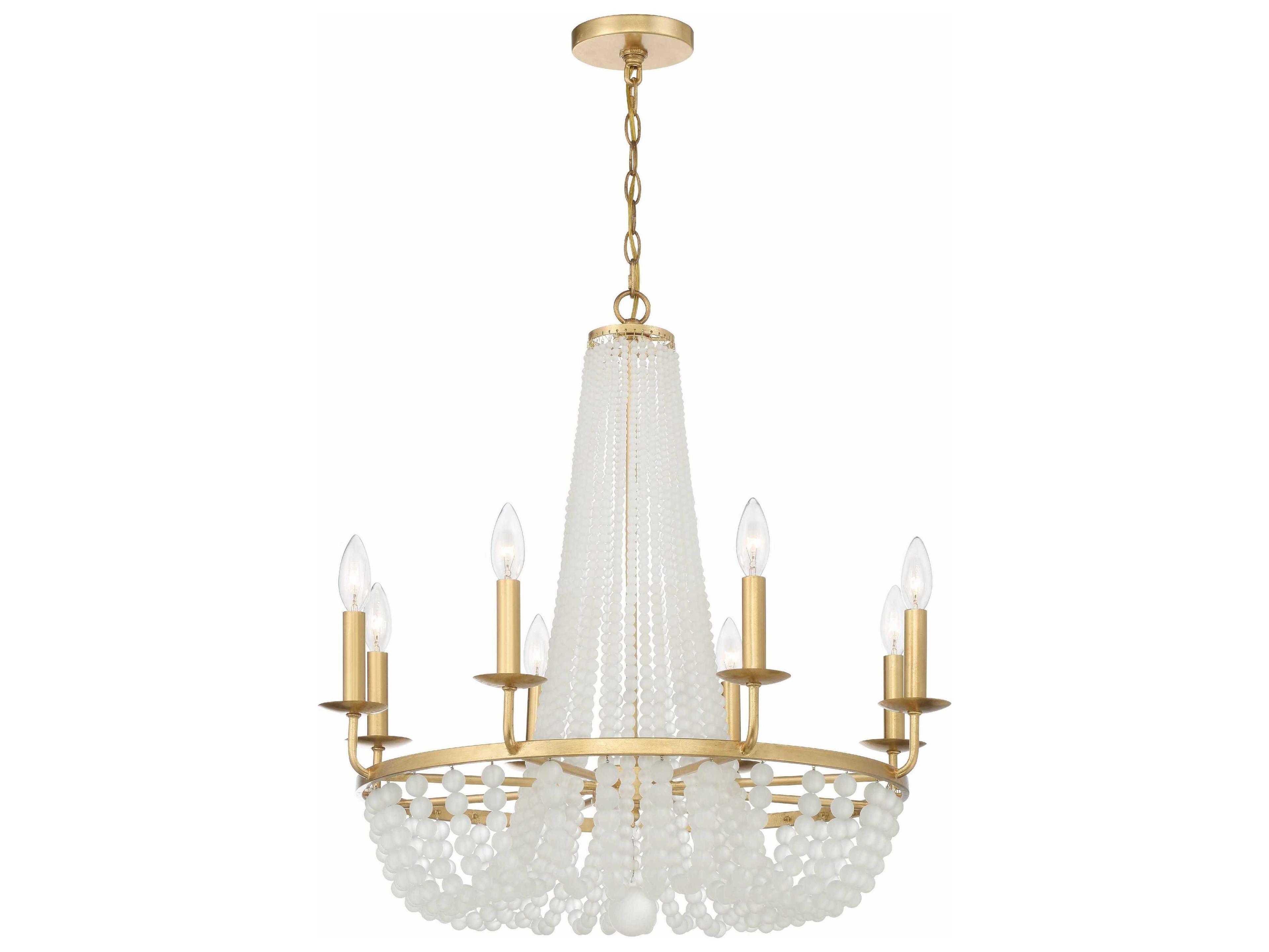 Crystorama Bella 8-Light Antique Gold Glass Candelabra Chandelier