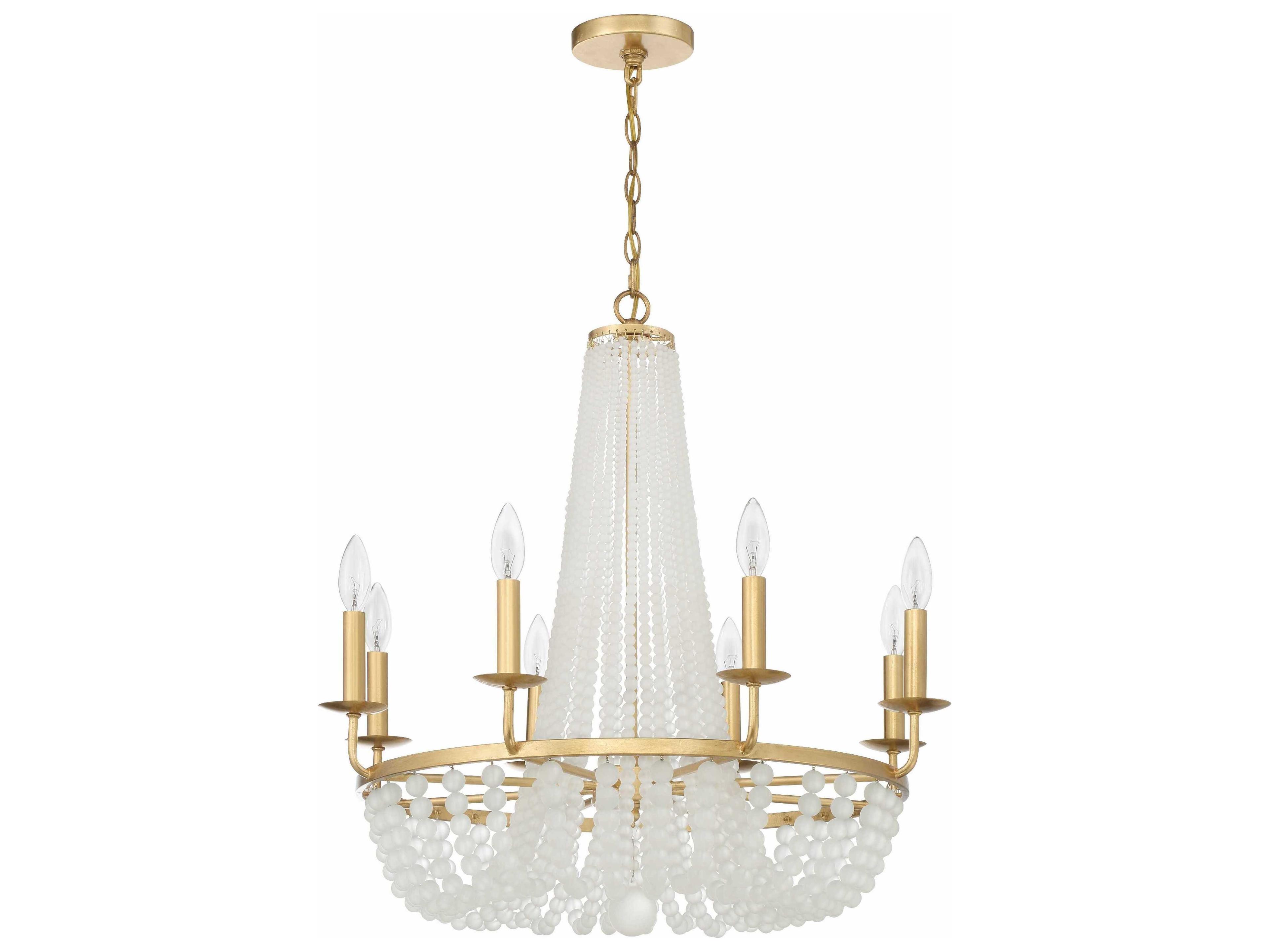 Crystorama Bella 8-Light Antique Gold Glass Candelabra Chandelier
