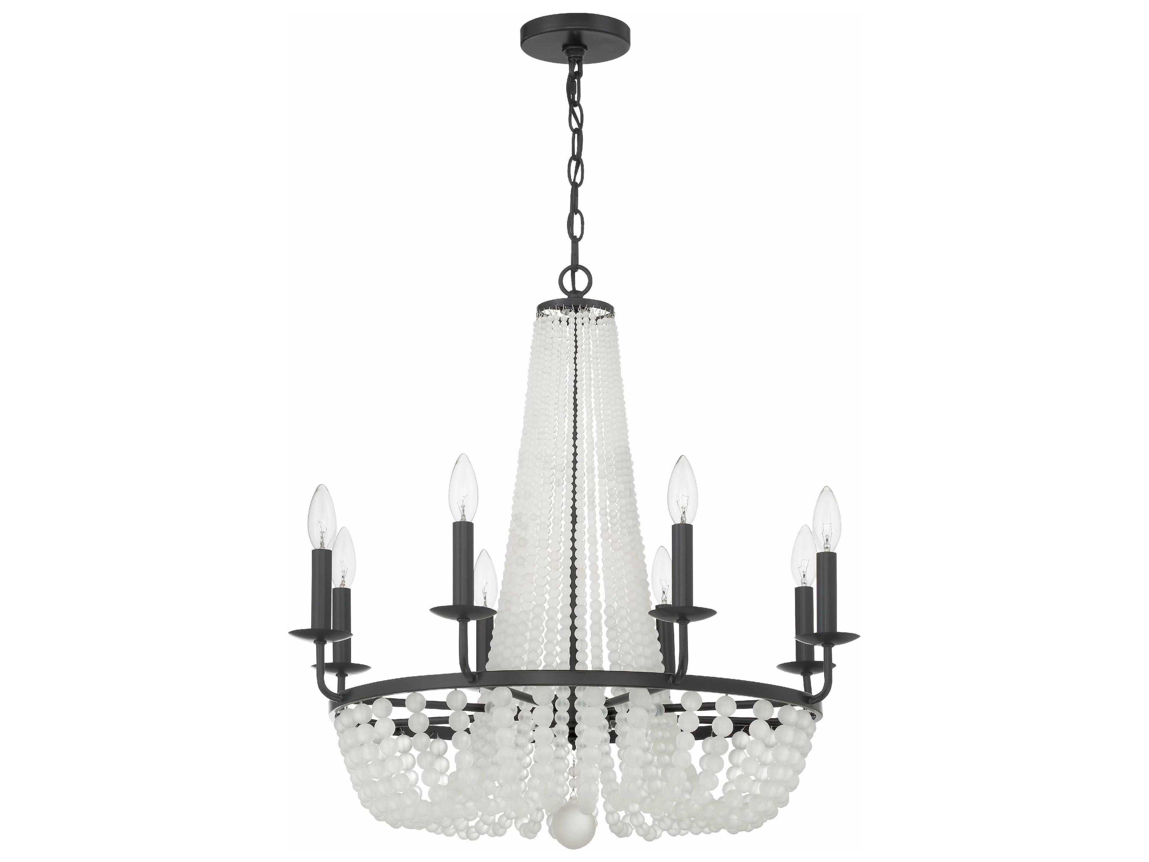 Crystorama Bella 8-Light Matte Black Glass Candelabra Chandelier