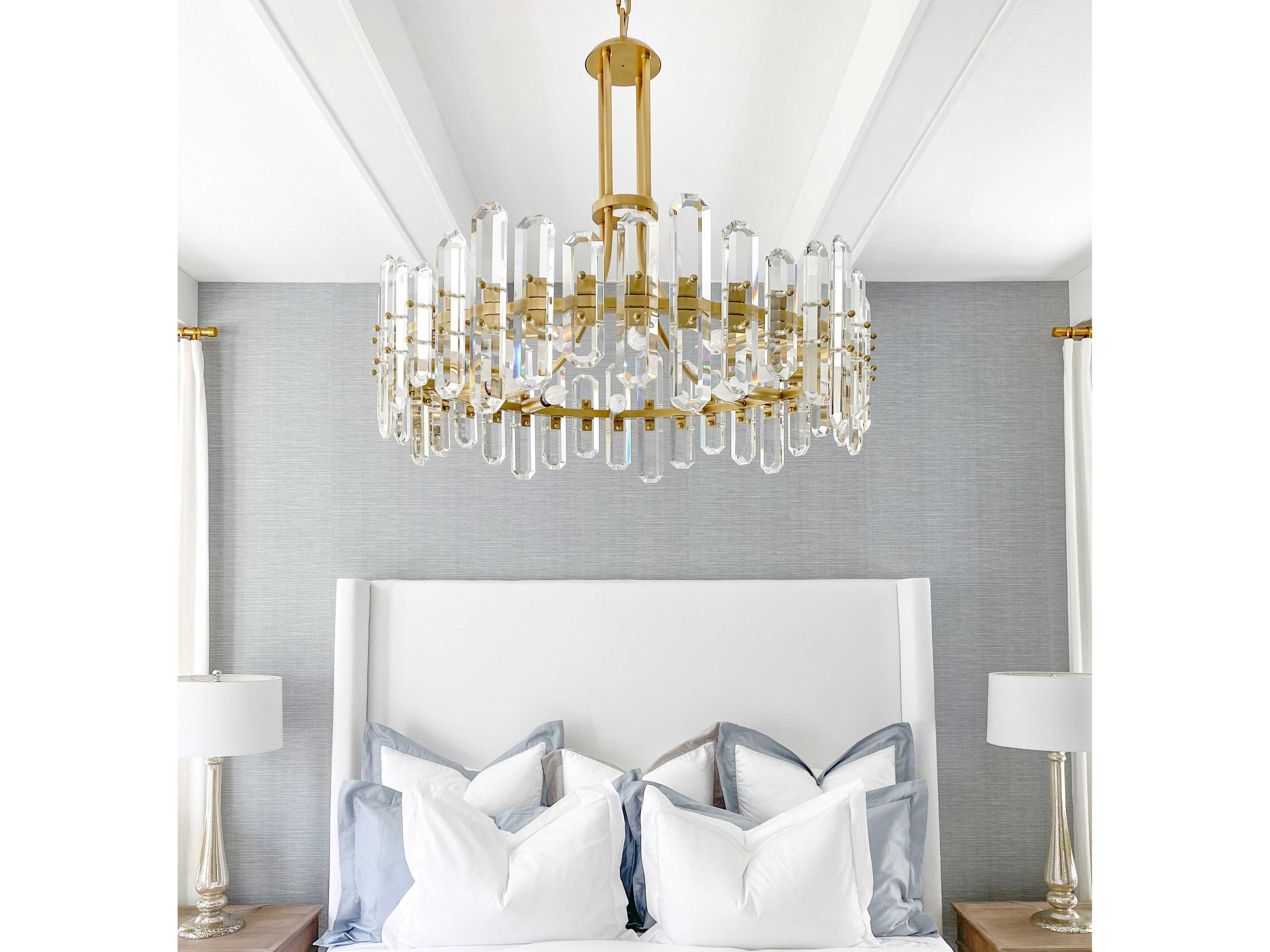 Crystorama Bolton 12-Light Gold Crystal Candelabra Drum Linear Chandelier