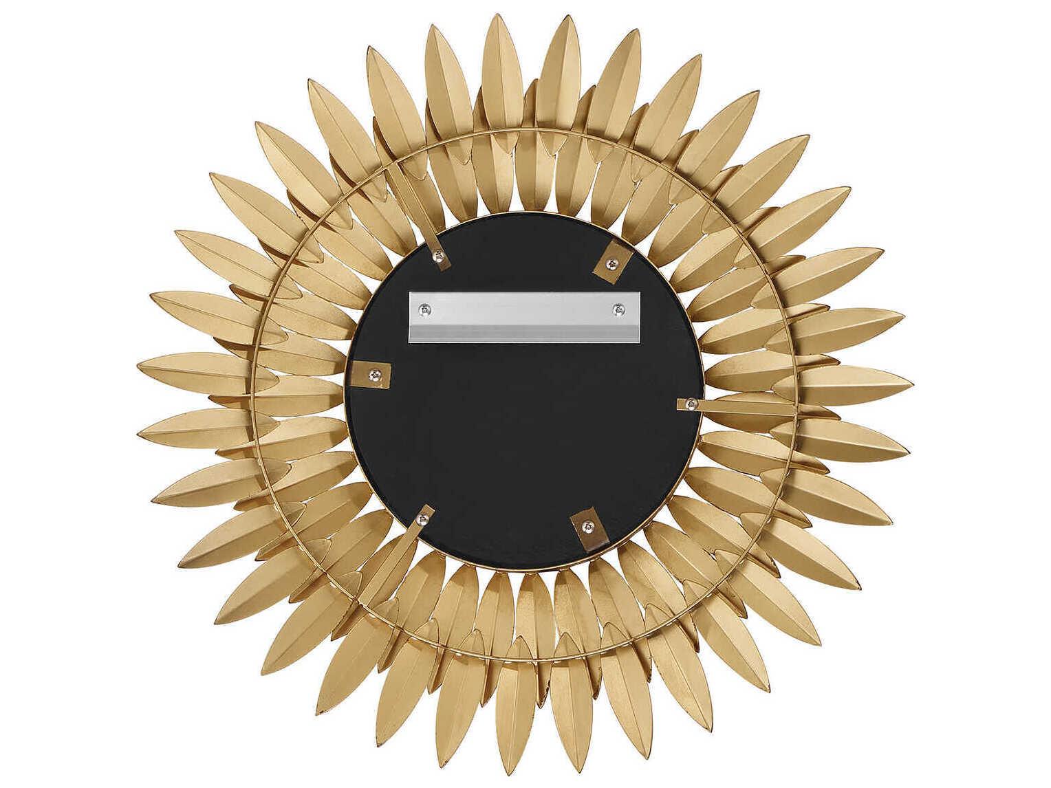 Crystorama Broche Antique Gold Wall Mirror Sunburst