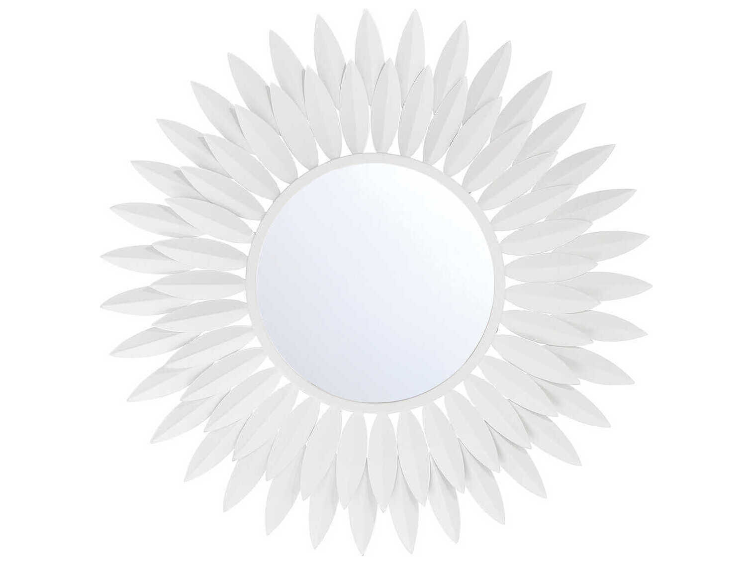 Crystorama Broche Matte White Wall Mirror Sunburst