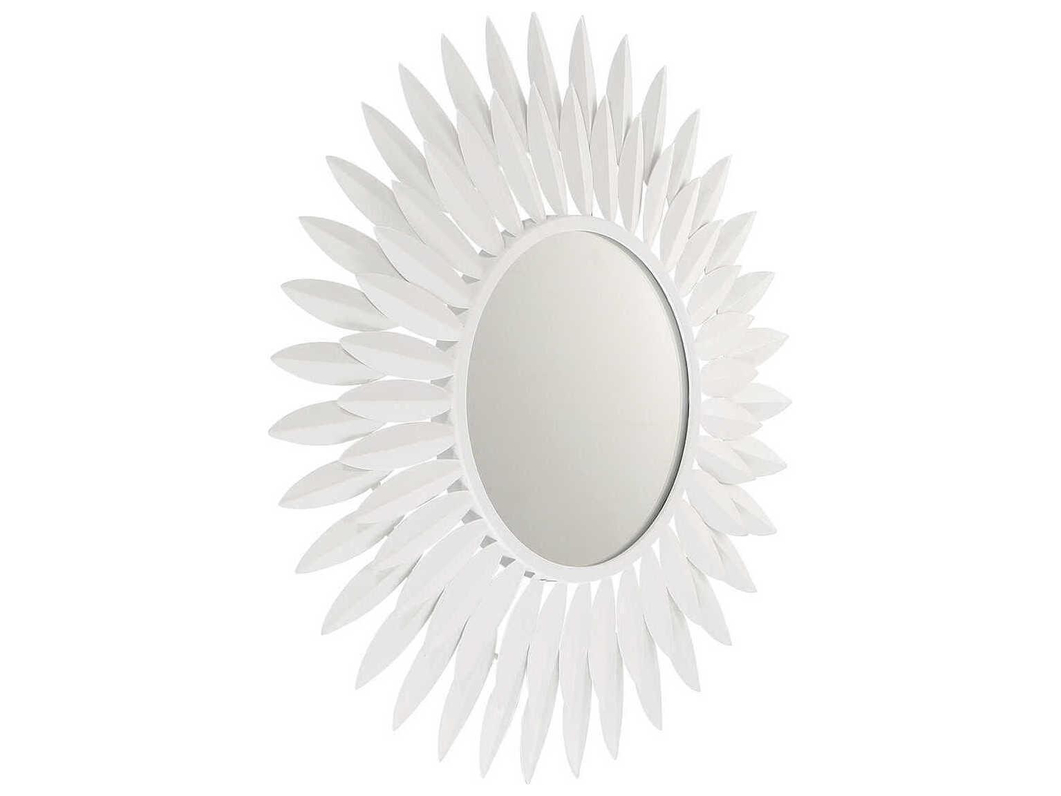 Crystorama Broche Matte White Wall Mirror Sunburst