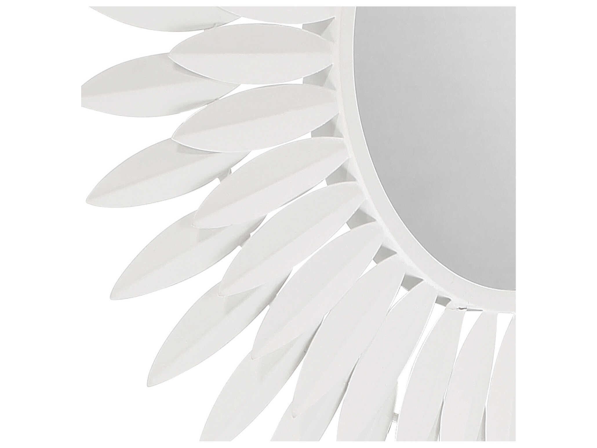 Crystorama Broche Matte White Wall Mirror Sunburst