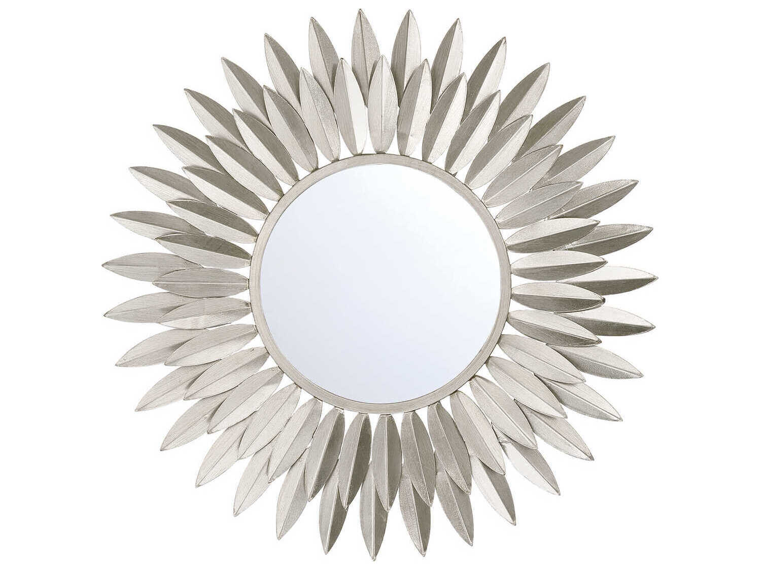 Crystorama Broche Antique Silver Wall Mirror Sunburst