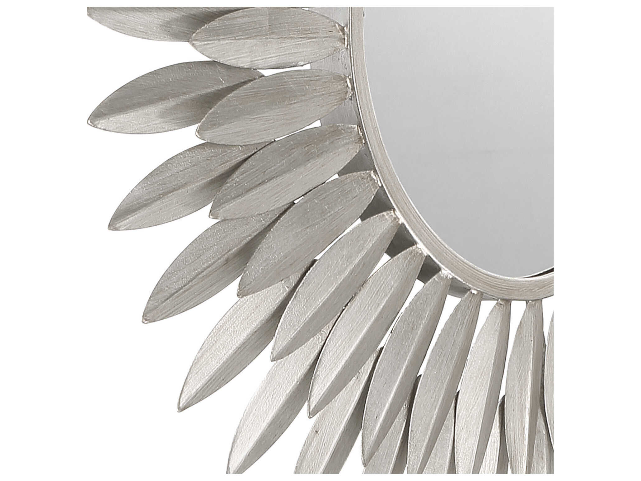 Crystorama Broche Antique Silver Wall Mirror Sunburst