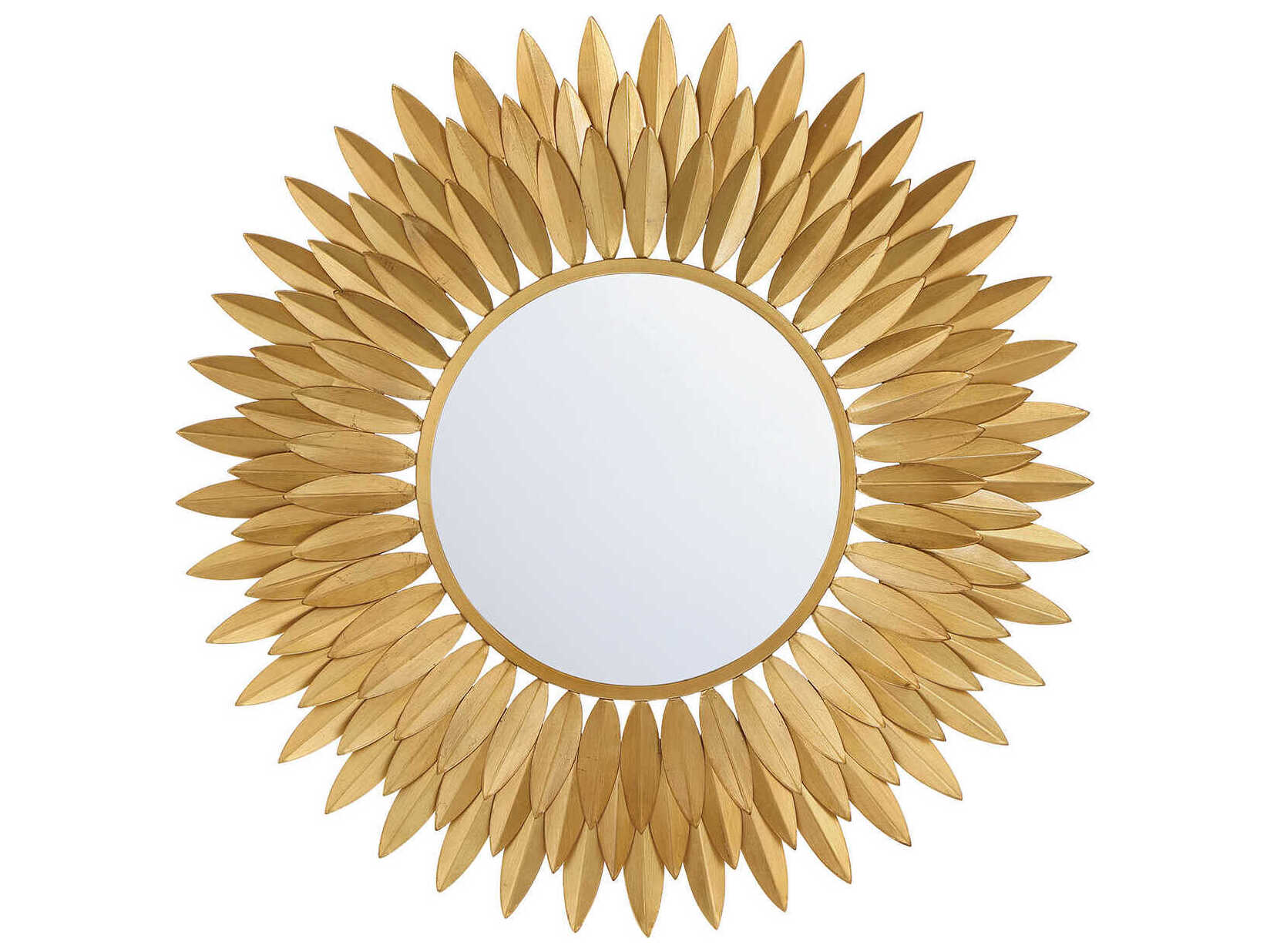 Crystorama Broche Antique Gold Wall Mirror Sunburst