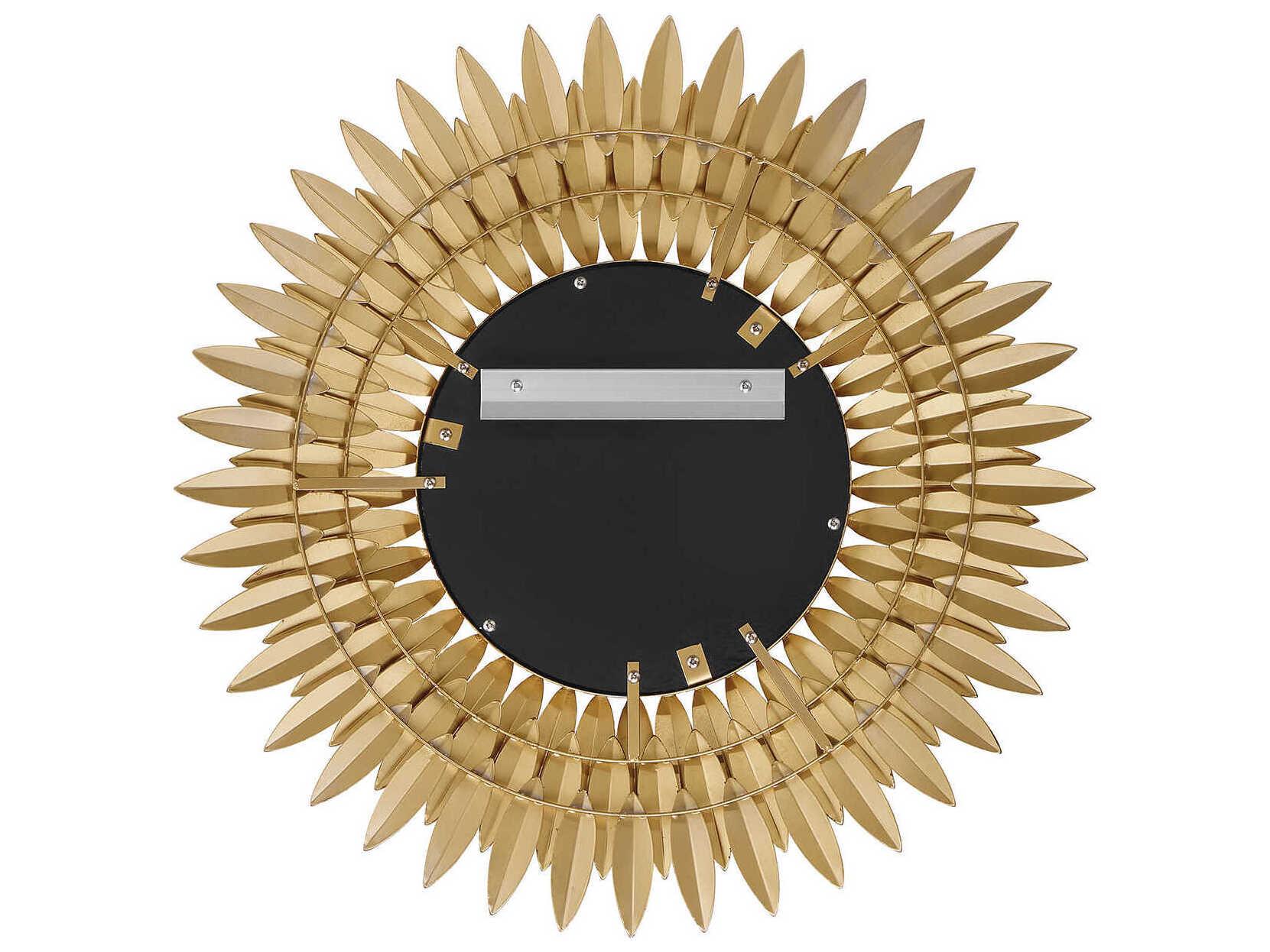 Crystorama Broche Antique Gold Wall Mirror Sunburst