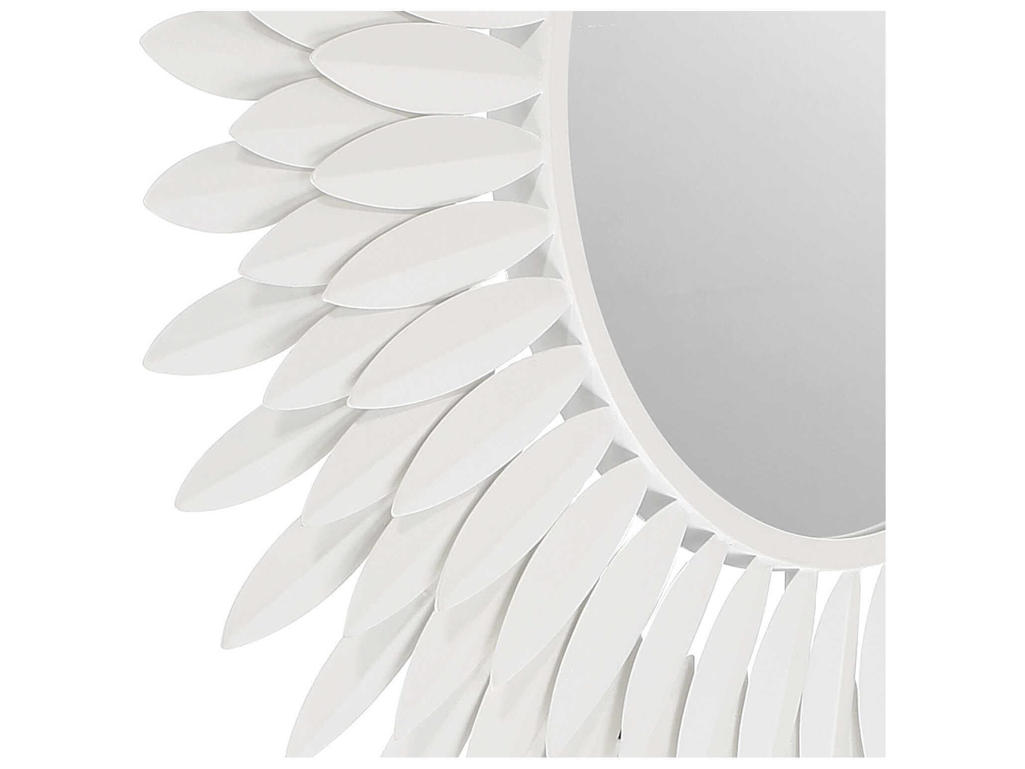 Crystorama Broche Matte White Wall Mirror Sunburst