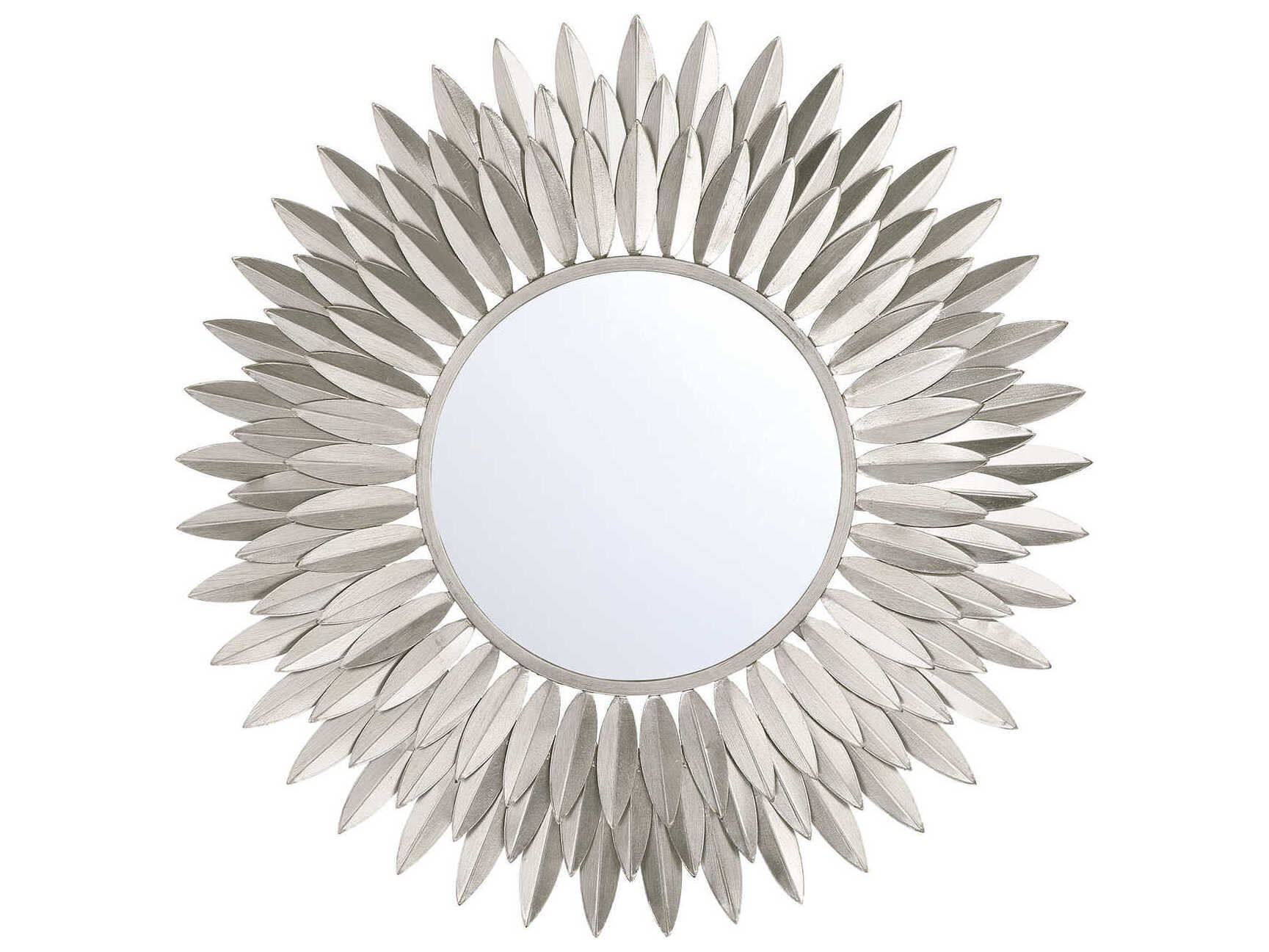 Crystorama Broche Antique Silver Wall Mirror Sunburst