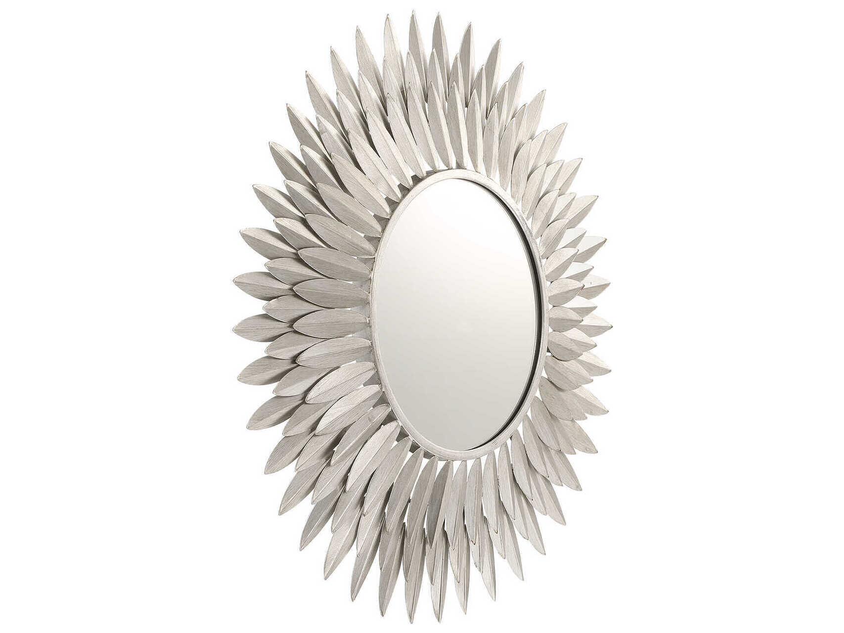 Crystorama Broche Antique Silver Wall Mirror Sunburst