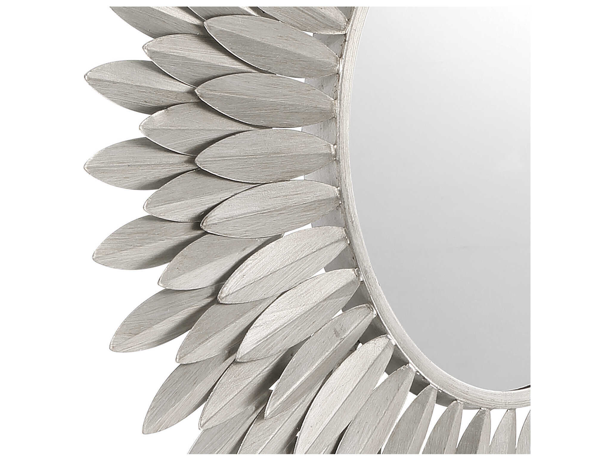 Crystorama Broche Antique Silver Wall Mirror Sunburst