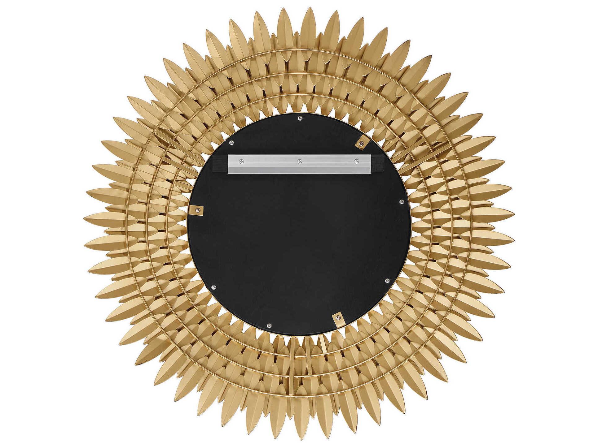 Crystorama Broche Antique Gold Wall Mirror Sunburst