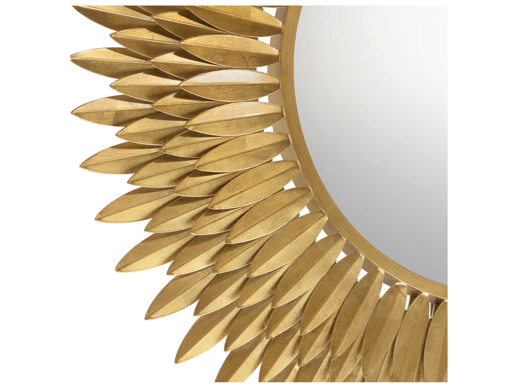 Crystorama Broche Antique Gold Wall Mirror Sunburst