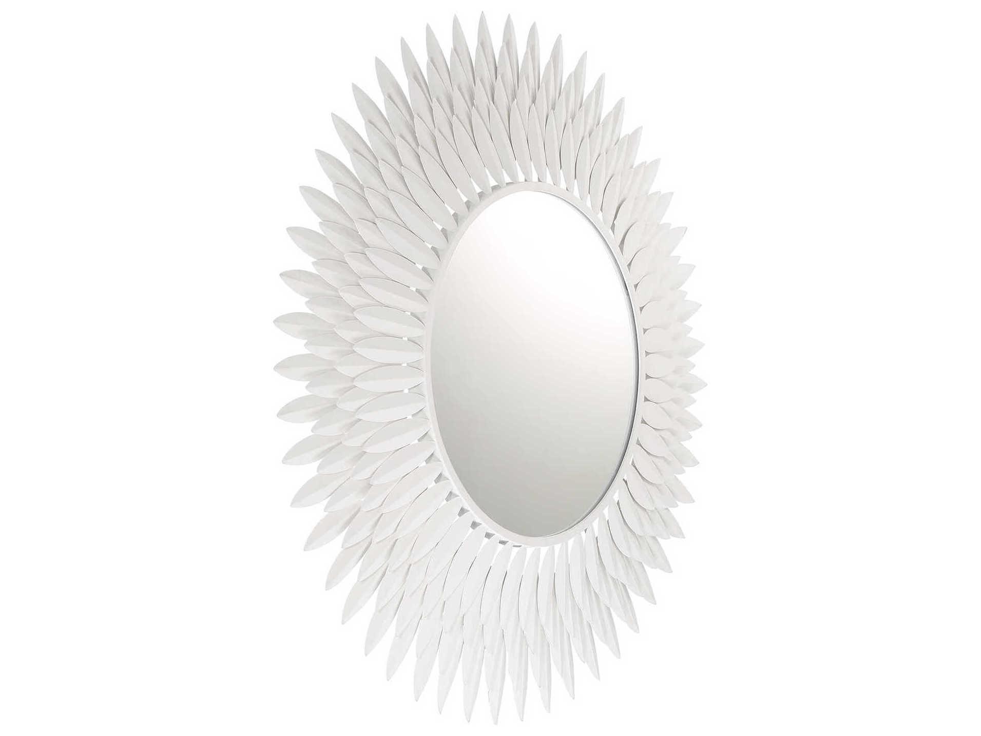 Crystorama Broche Matte White Wall Mirror Sunburst