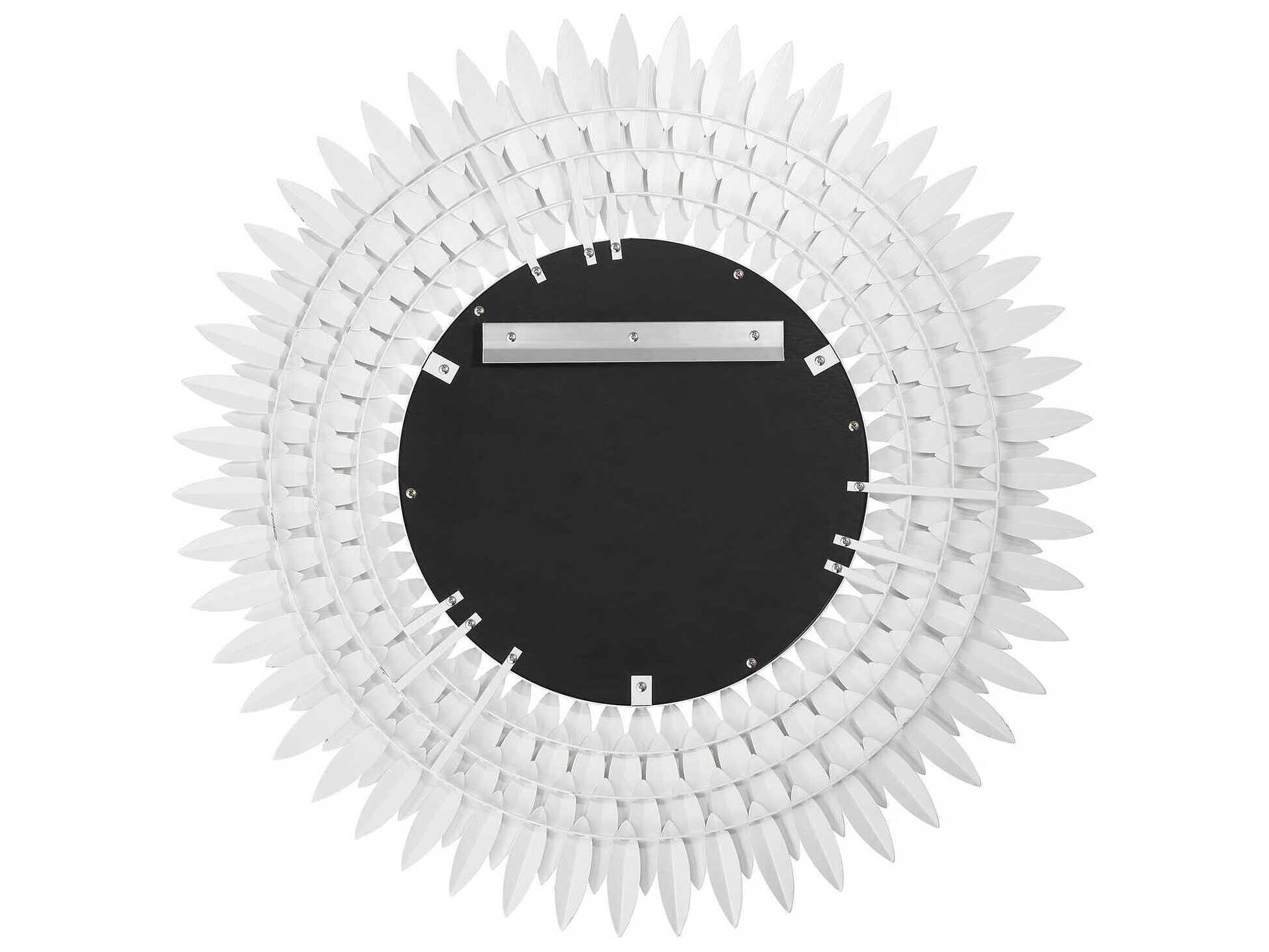 Crystorama Broche Matte White Wall Mirror Sunburst