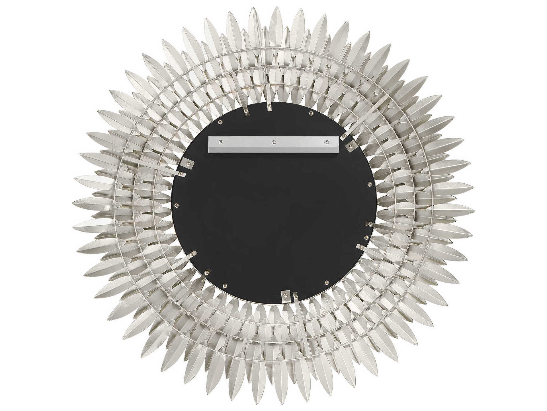 Crystorama Broche Antique Silver Wall Mirror Sunburst