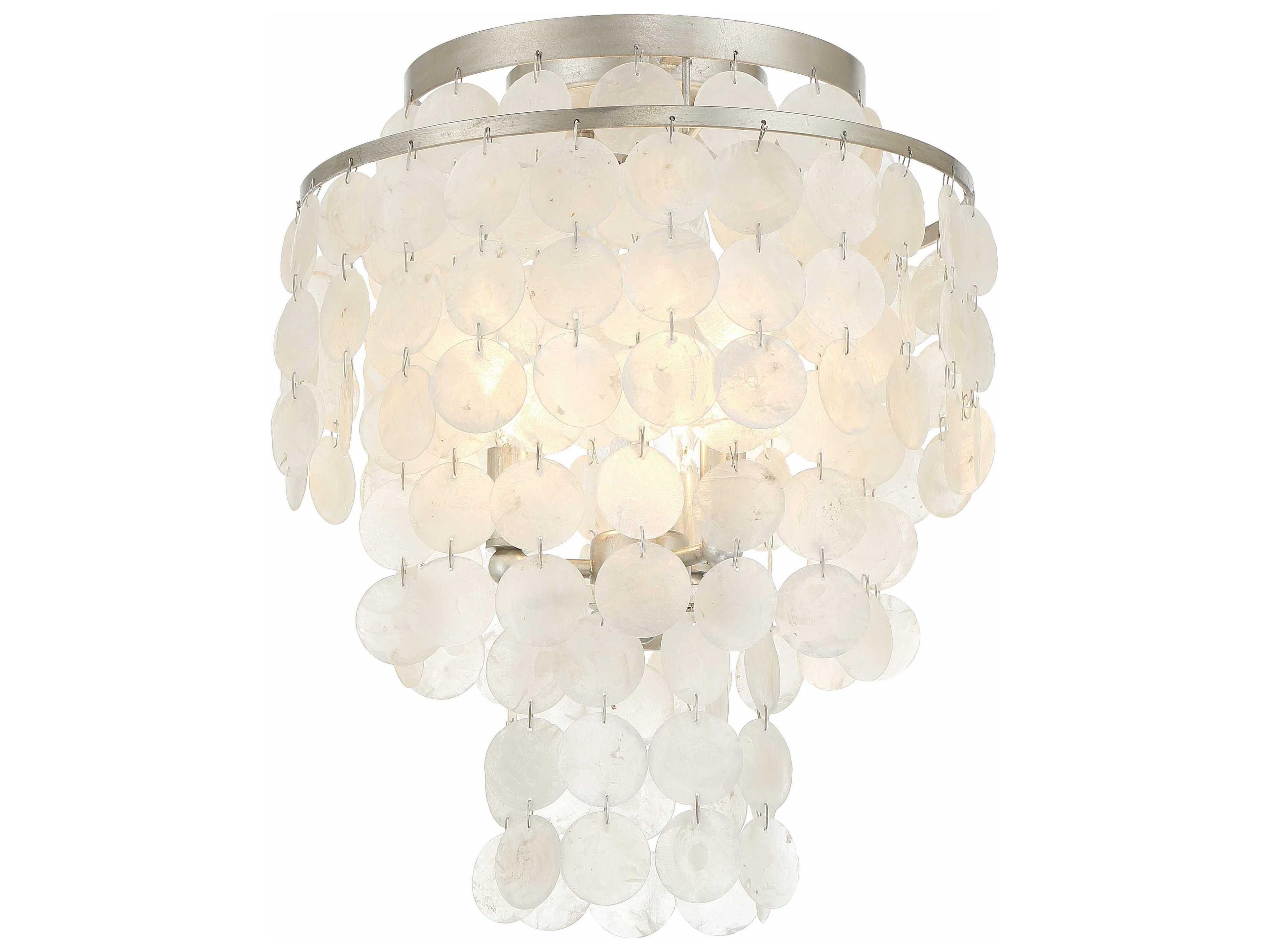 Crystorama Brielle 3-Light Off White Tiered Semi Flush Mount
