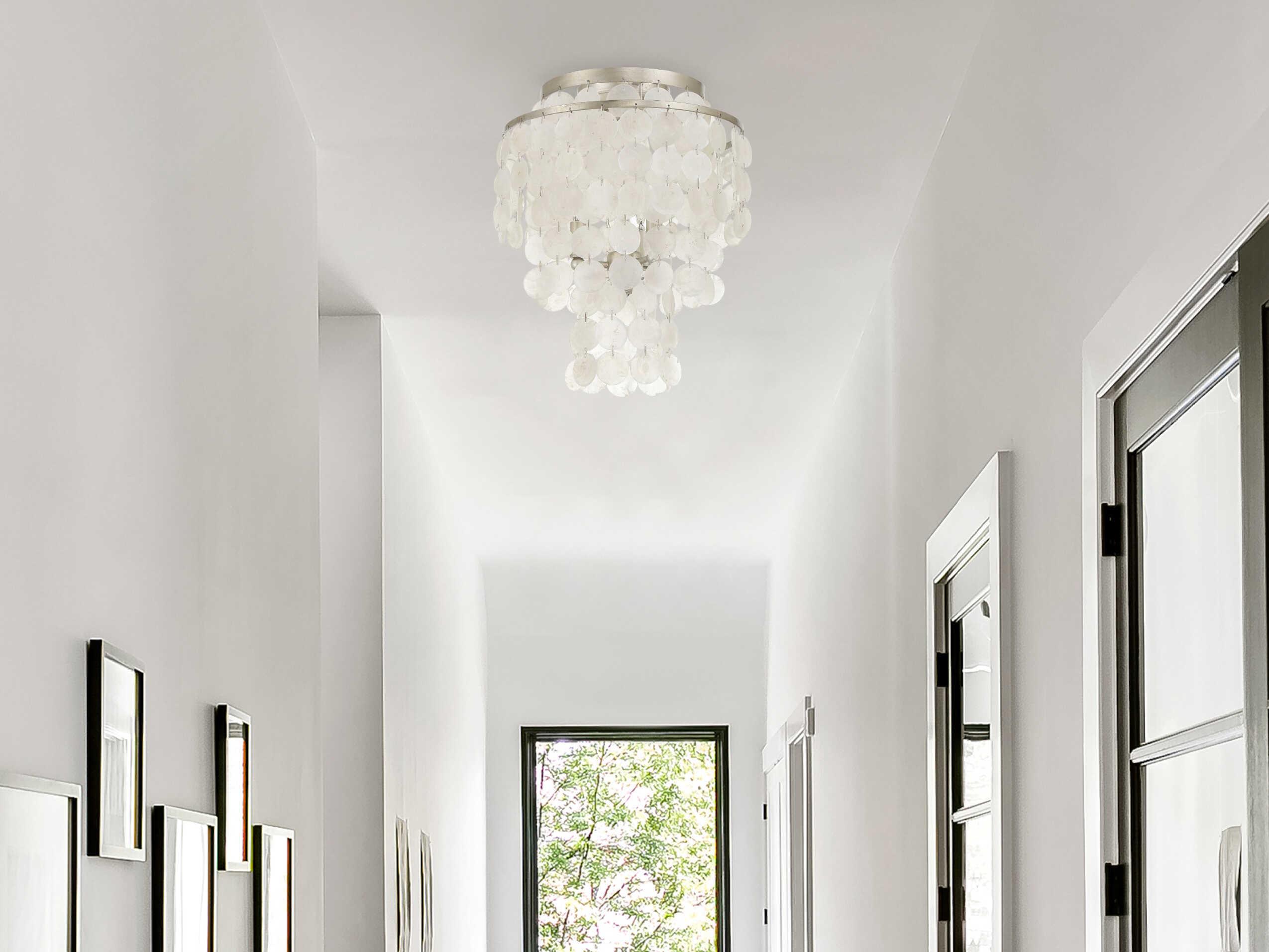 Crystorama Brielle 3-Light Off White Tiered Semi Flush Mount