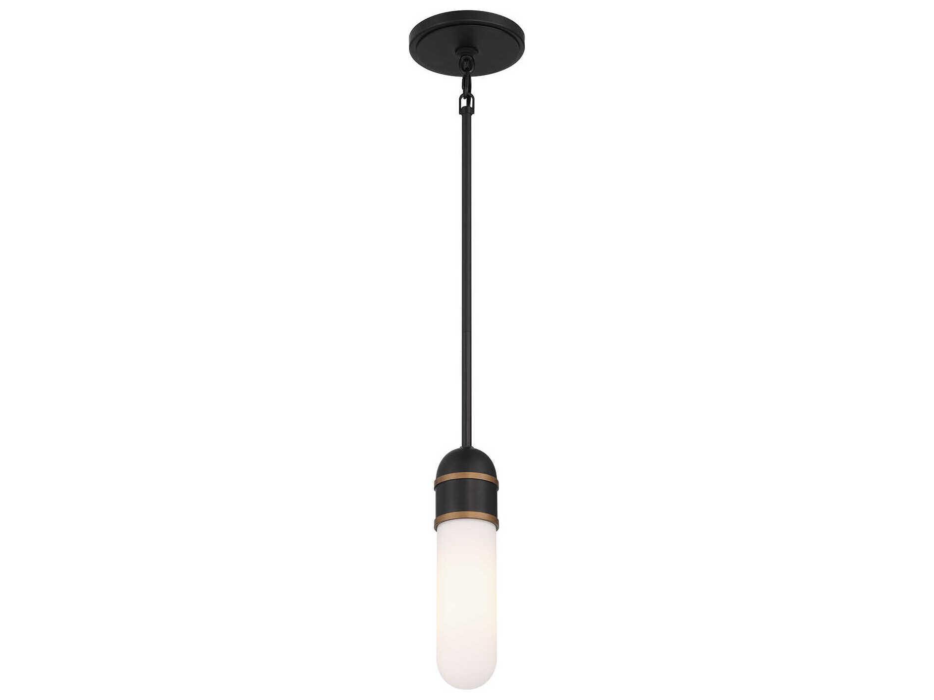 Crystorama Capsule 1-Light Matte Black Textured Gold Cylinder Mini Pendant