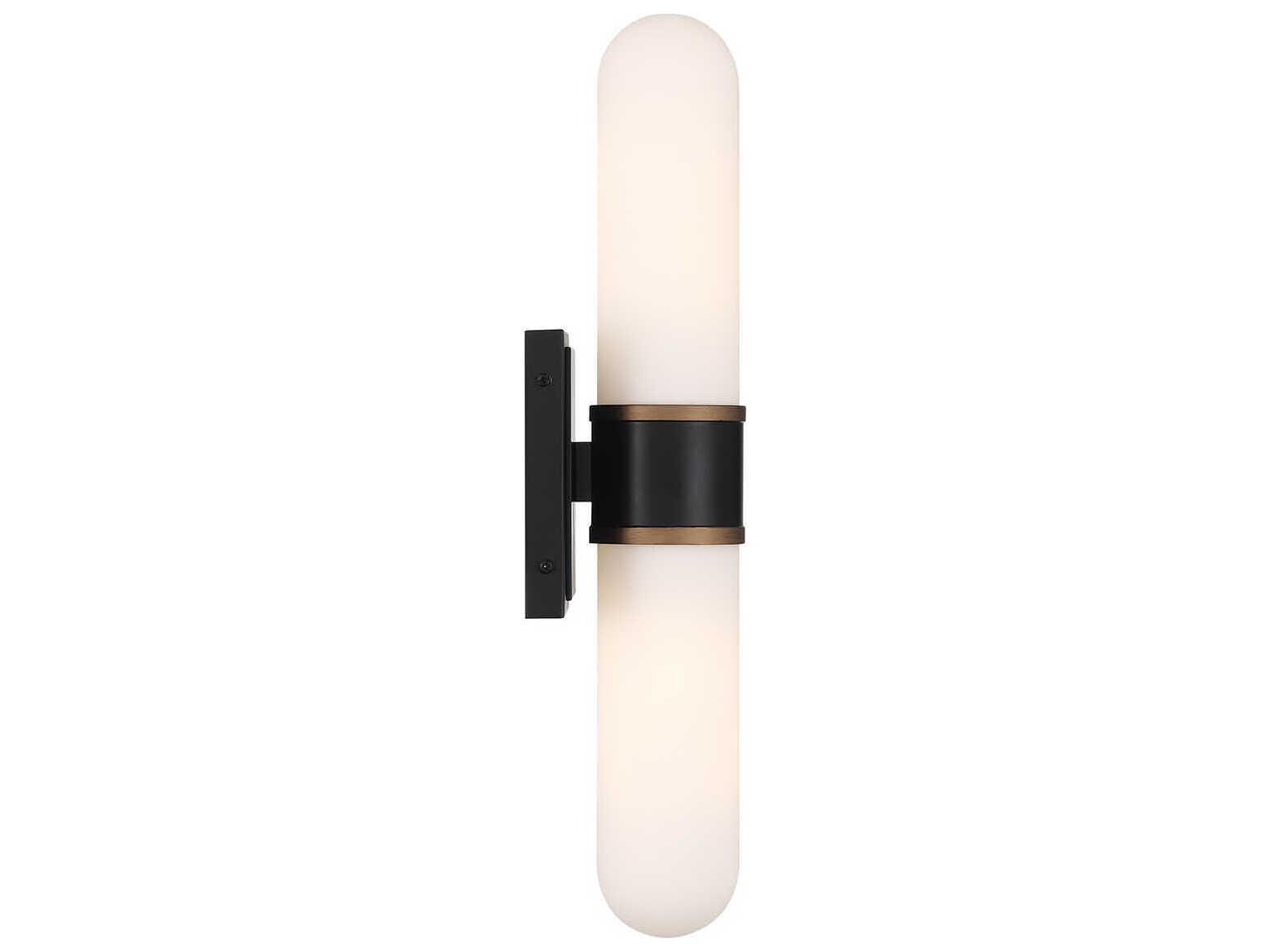 Crystorama Capsule 2-Light Matte Black Textured Gold Wall Sconce